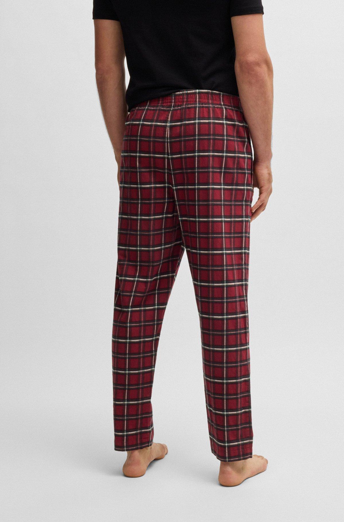 Stretch-cotton pajama bottoms with festive check Product Image