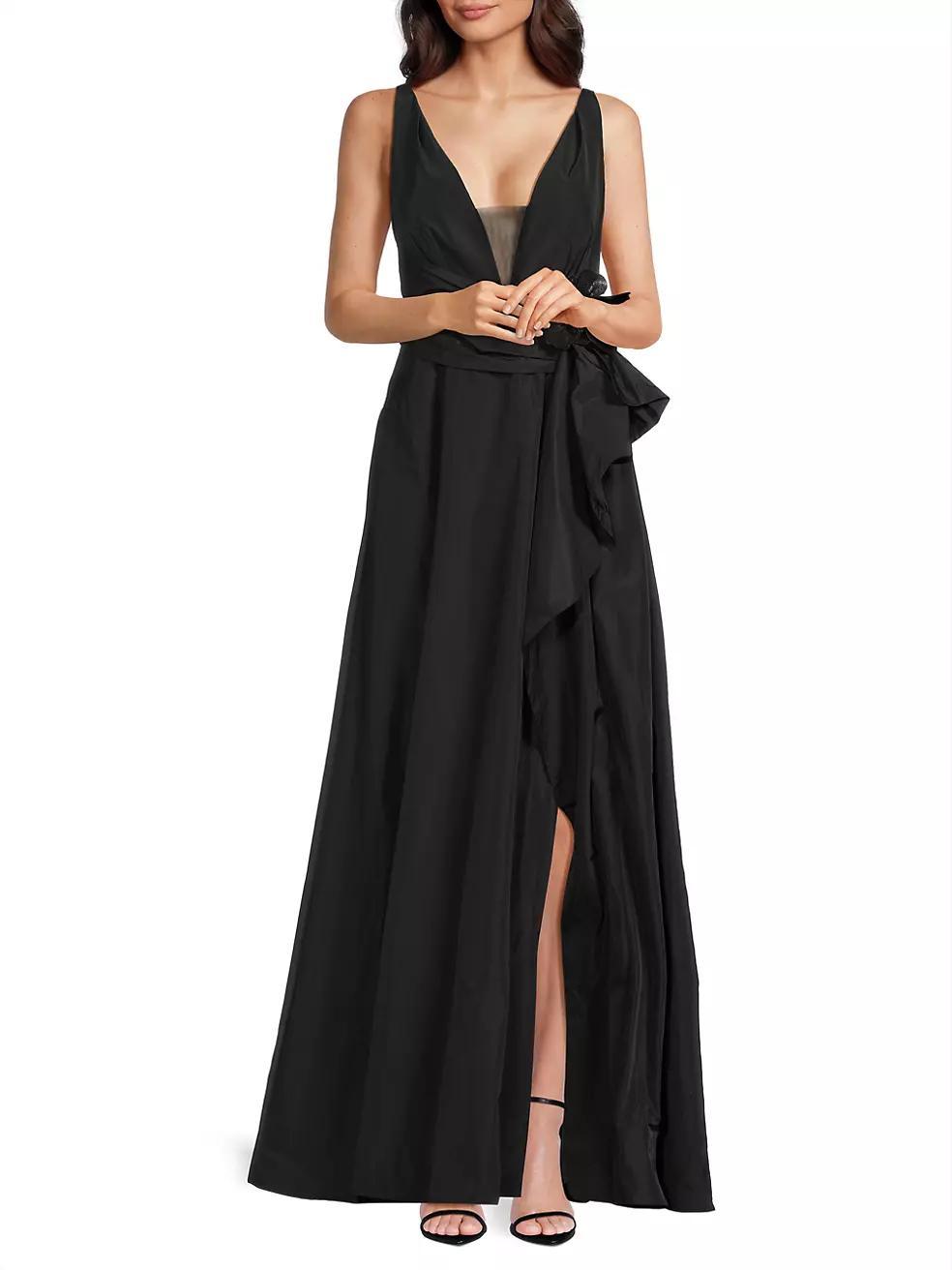 Caro Embellished Satin V-Neck Gown Product Image