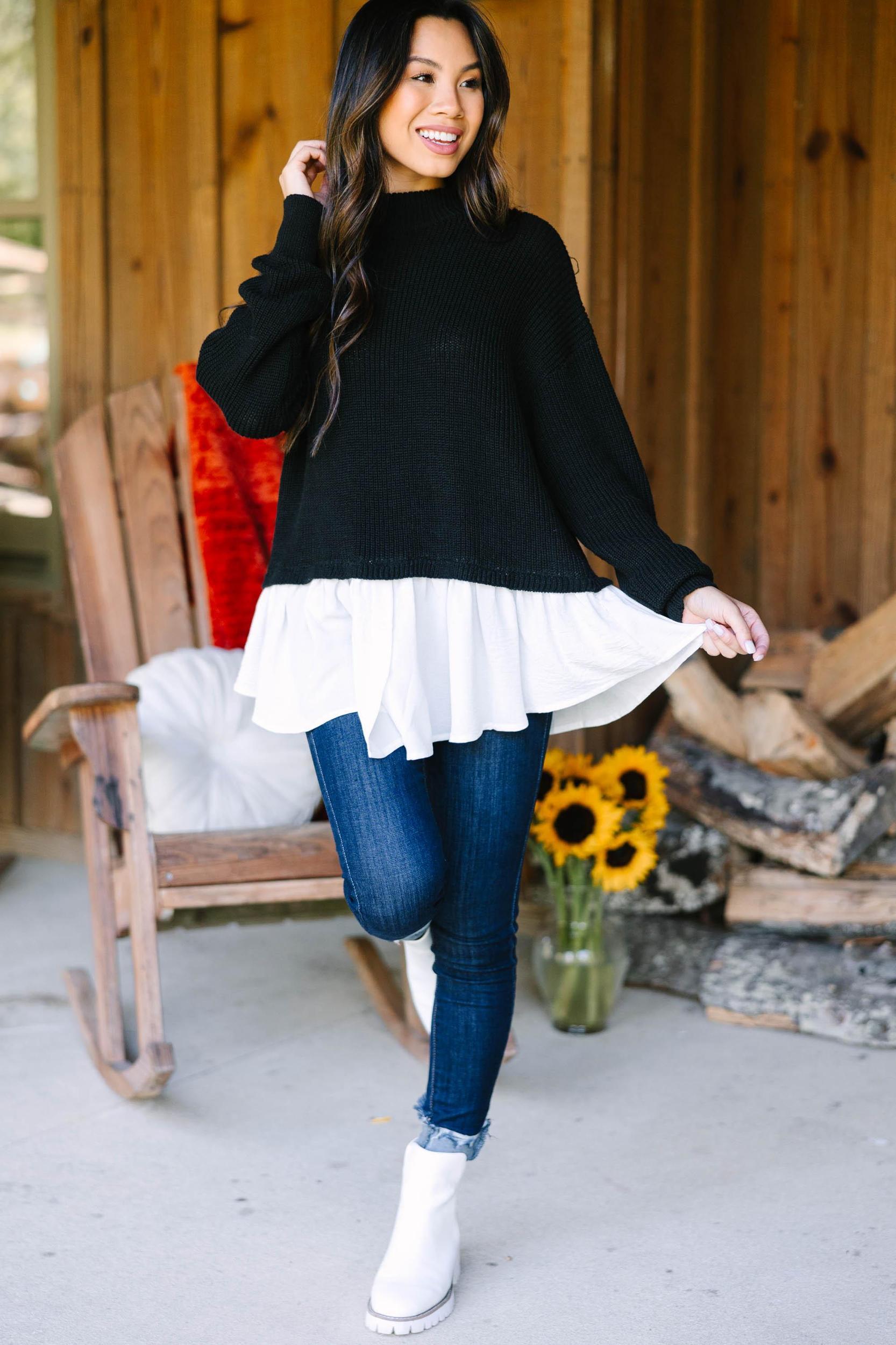 Focus On You Black Layered Sweater Female Product Image