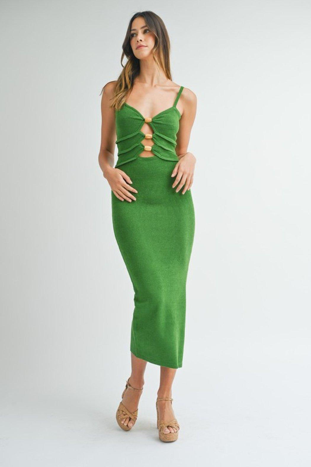 Green Cutout Midi Dress Product Image