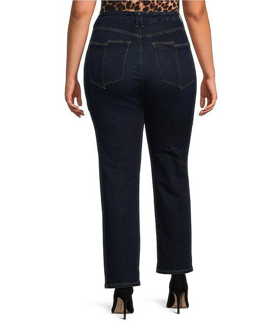 Good American Plus Soft-Tech Good Classic Slim High Rise Straight Jeans Product Image