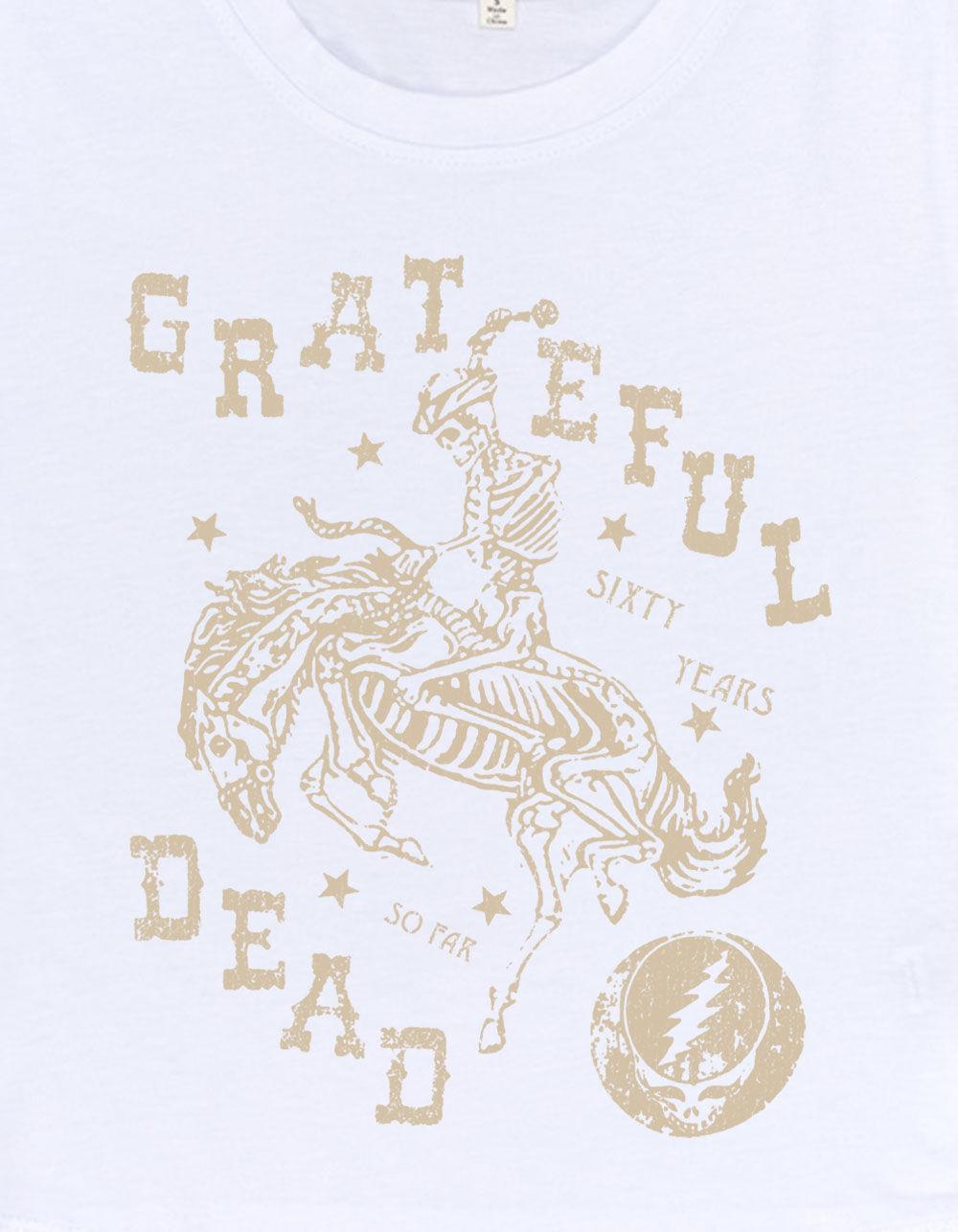 GRATEFUL DEAD Skeleton Horse Womens Baby Tee - WHITE Product Image