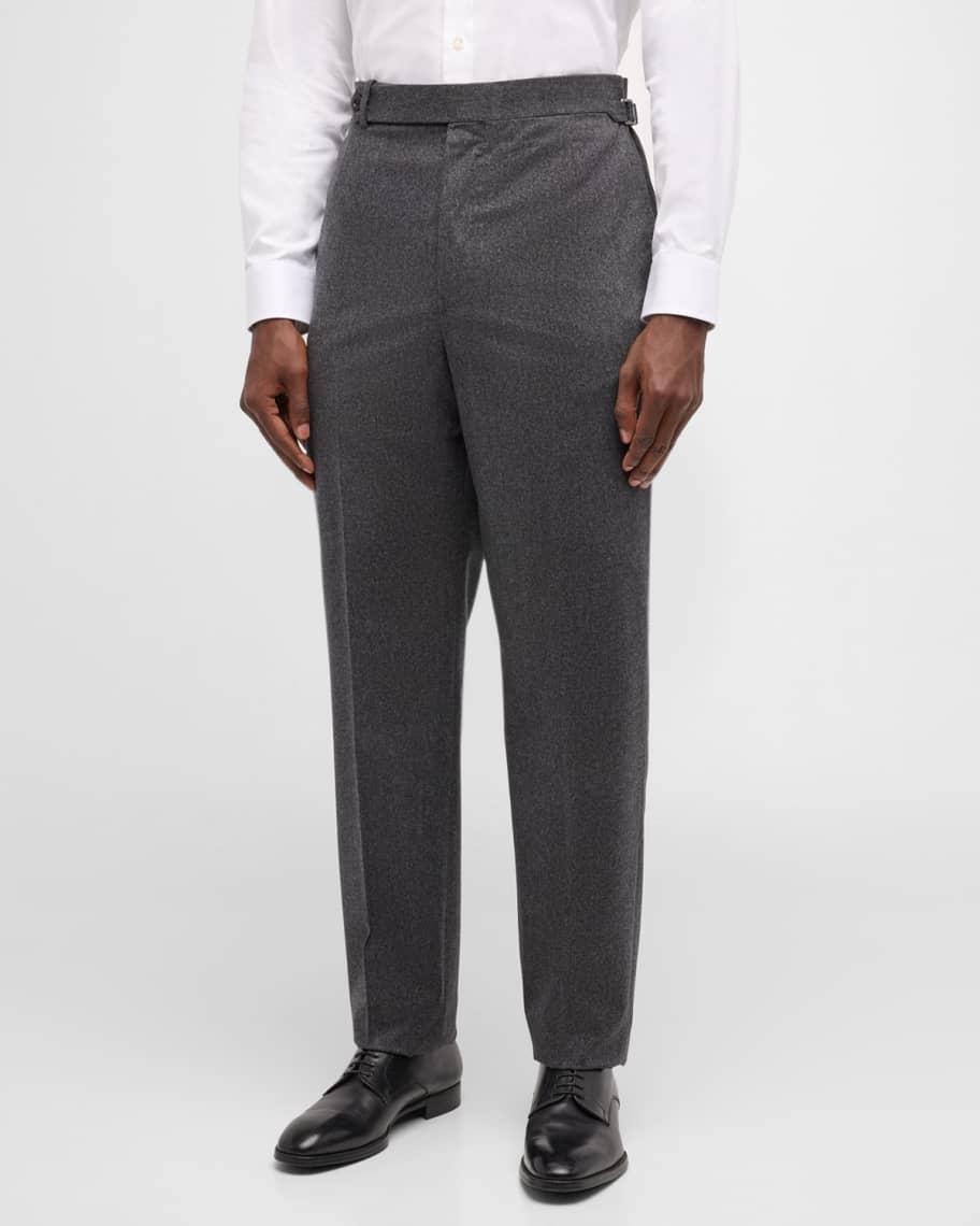 Mens Wool and Cashmere Flannel Flat-Front Trousers Product Image