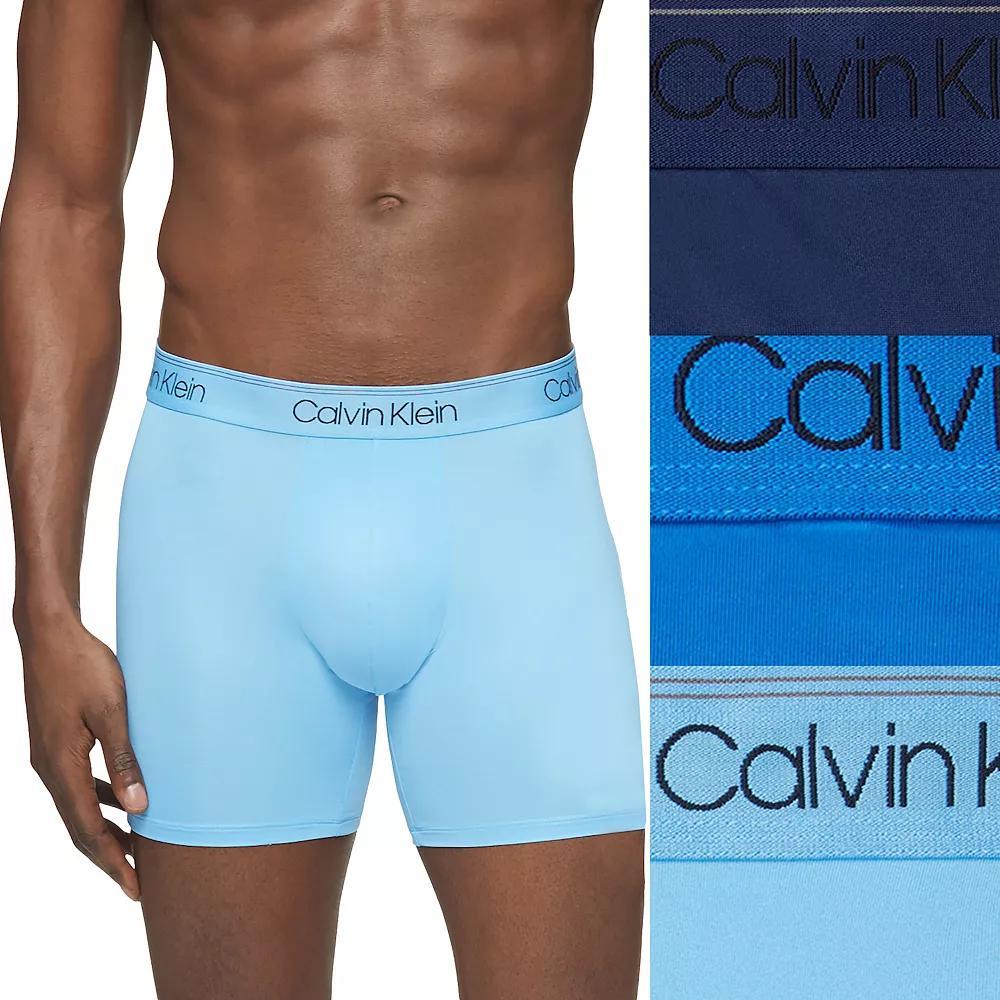 Men's Calvin Klein 3-Pack Microfiber Stretch Boxer Briefs, Size: 2XL, Black Convoy Red Gala Product Image