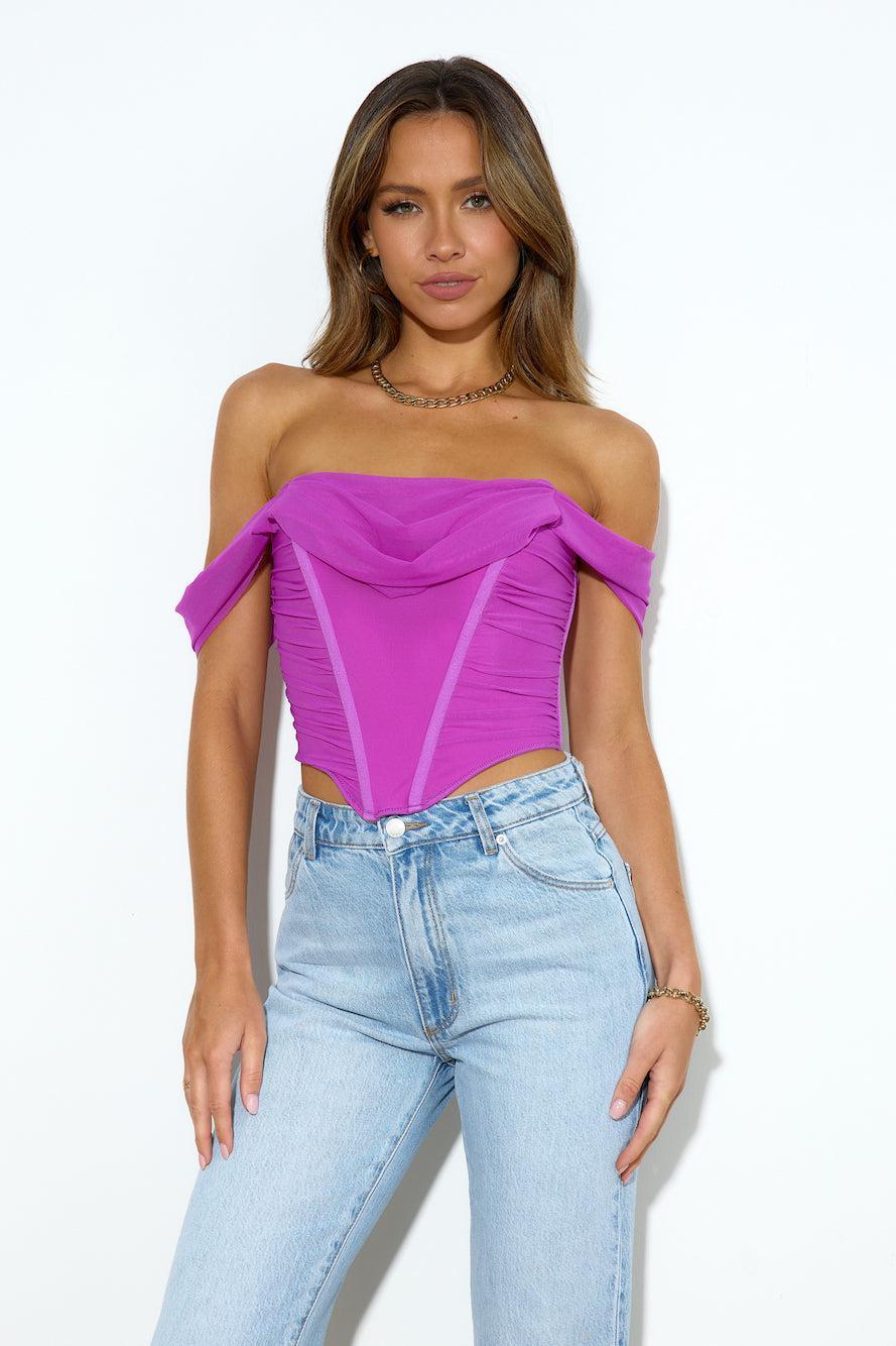 Snatched Up Crop Top Purple Product Image