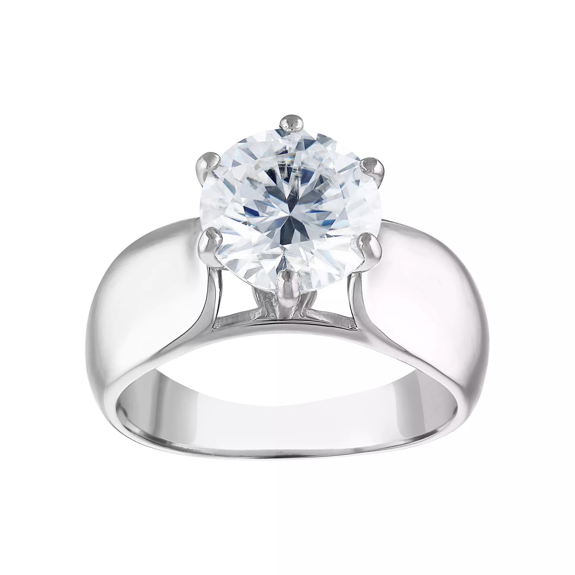 White Lotus Sterling Silver 3 Carat T.W. Lab-Created Moissanite Engagement Ring, Women's, Size: 7 Product Image