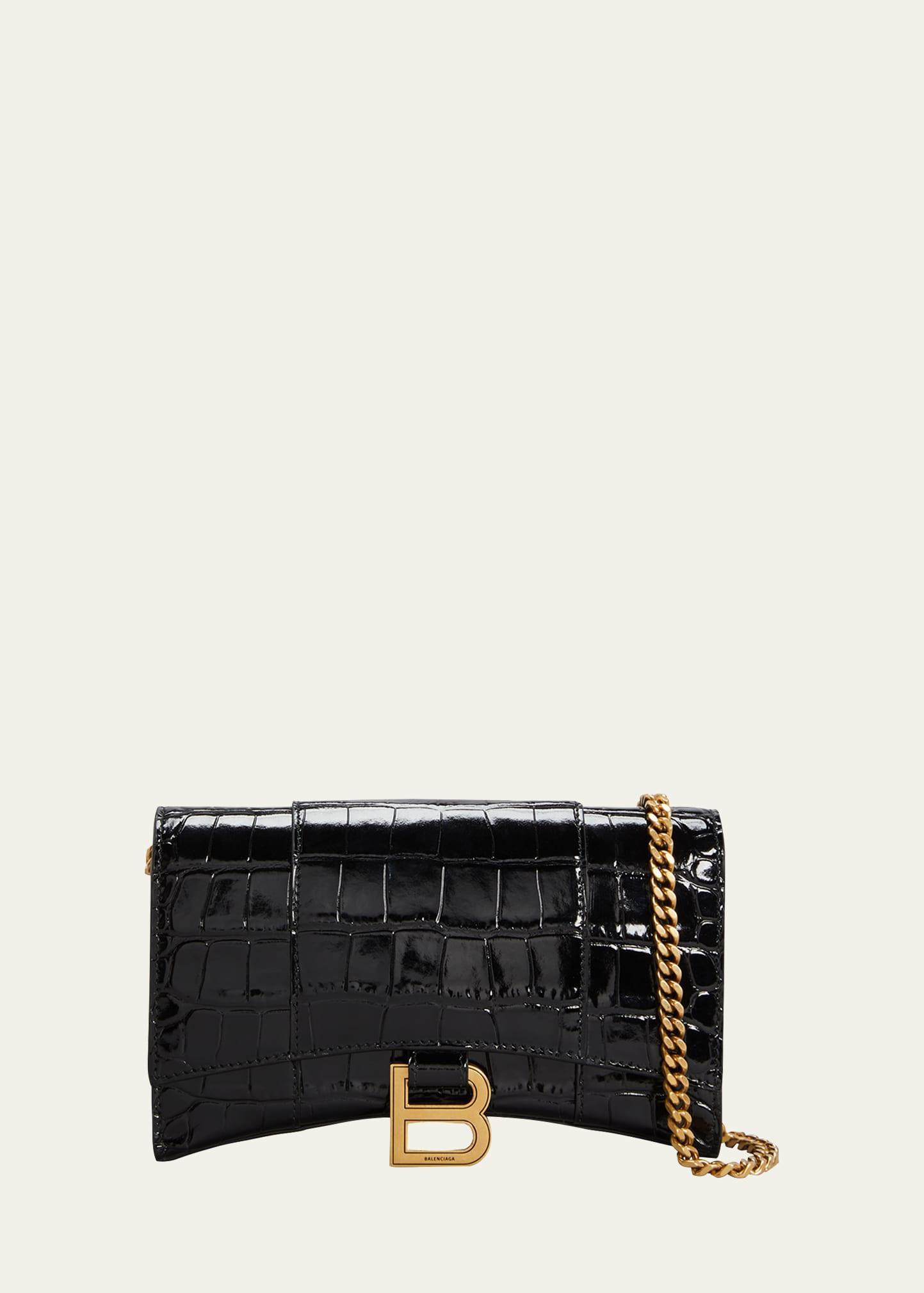 Womens Hourglass Wallet with Chain Crocodile Embossed Product Image