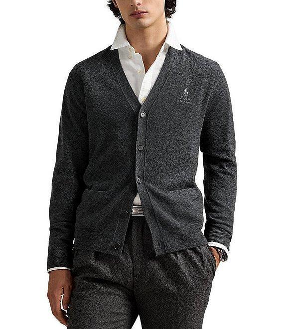 Polo Ralph Lauren Embroidered Wool V-Neck Cardigan Product Image