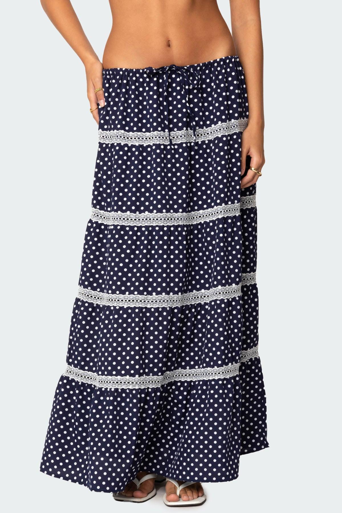 Polka Dot Tiered Maxi Skirt Product Image