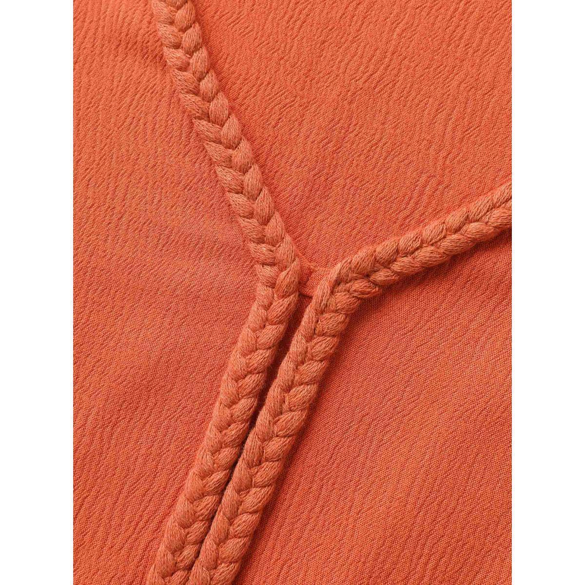 Plus Size Rayon V Neck Contrast Webbing Tank Top Women Brightorange Resort Gathered V-neck Vacation Tank Tops Camis BloomChic 30/6X Product Image