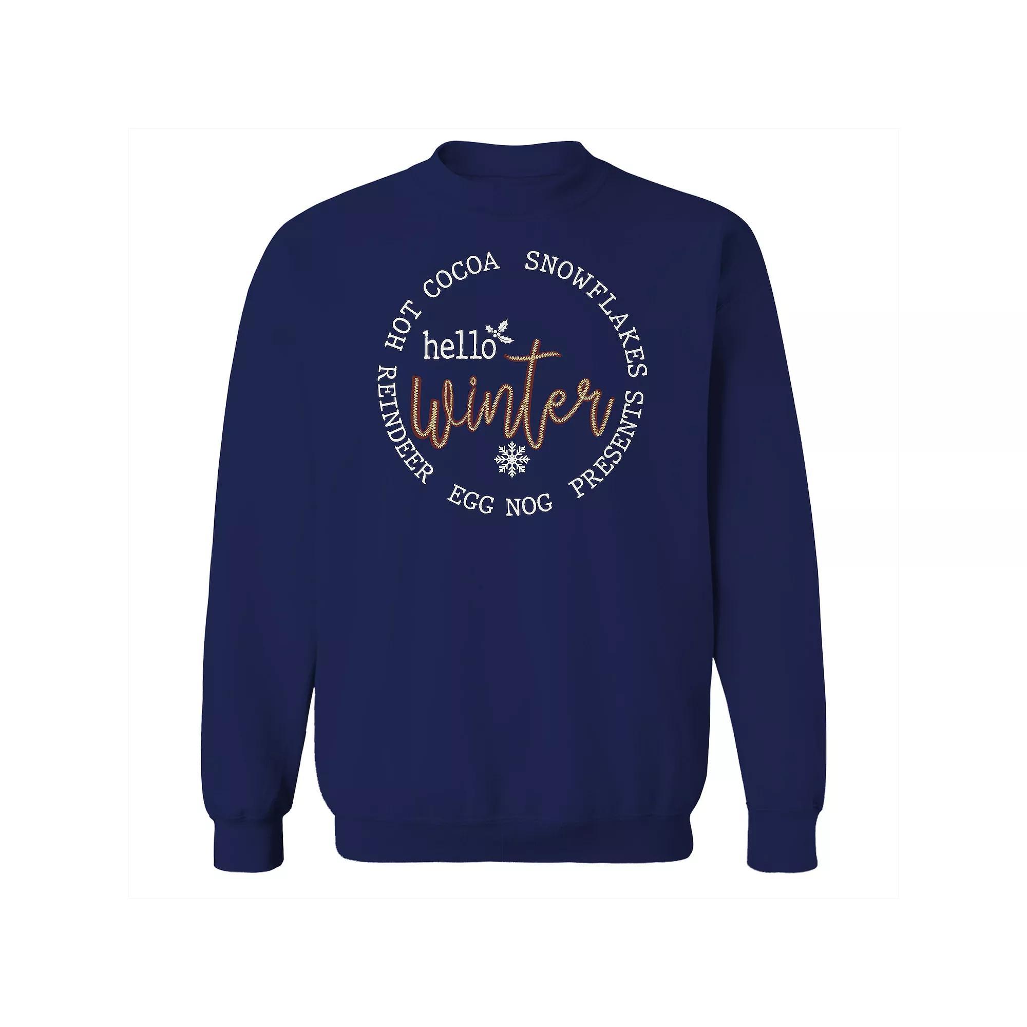 Men's Hello Winter Fleece Sweatshirt, Women's, Size: XXL, Blue Product Image