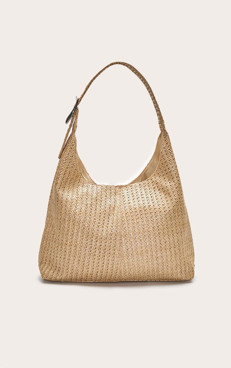 Natural Raffia Silver Buckle Large Tote Bag Product Image