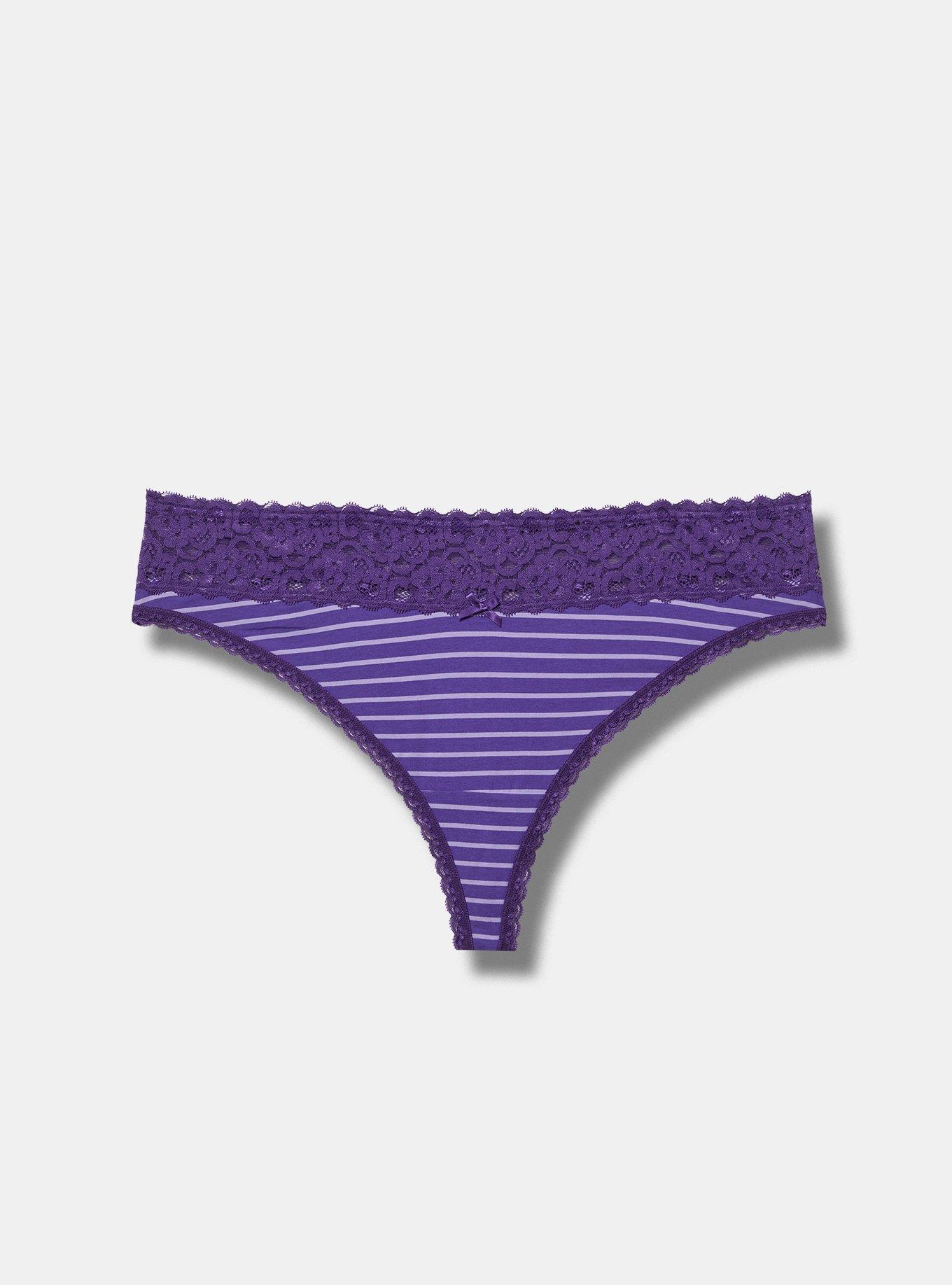 Cotton Mid-Rise Lace Trim Thong Panty Product Image