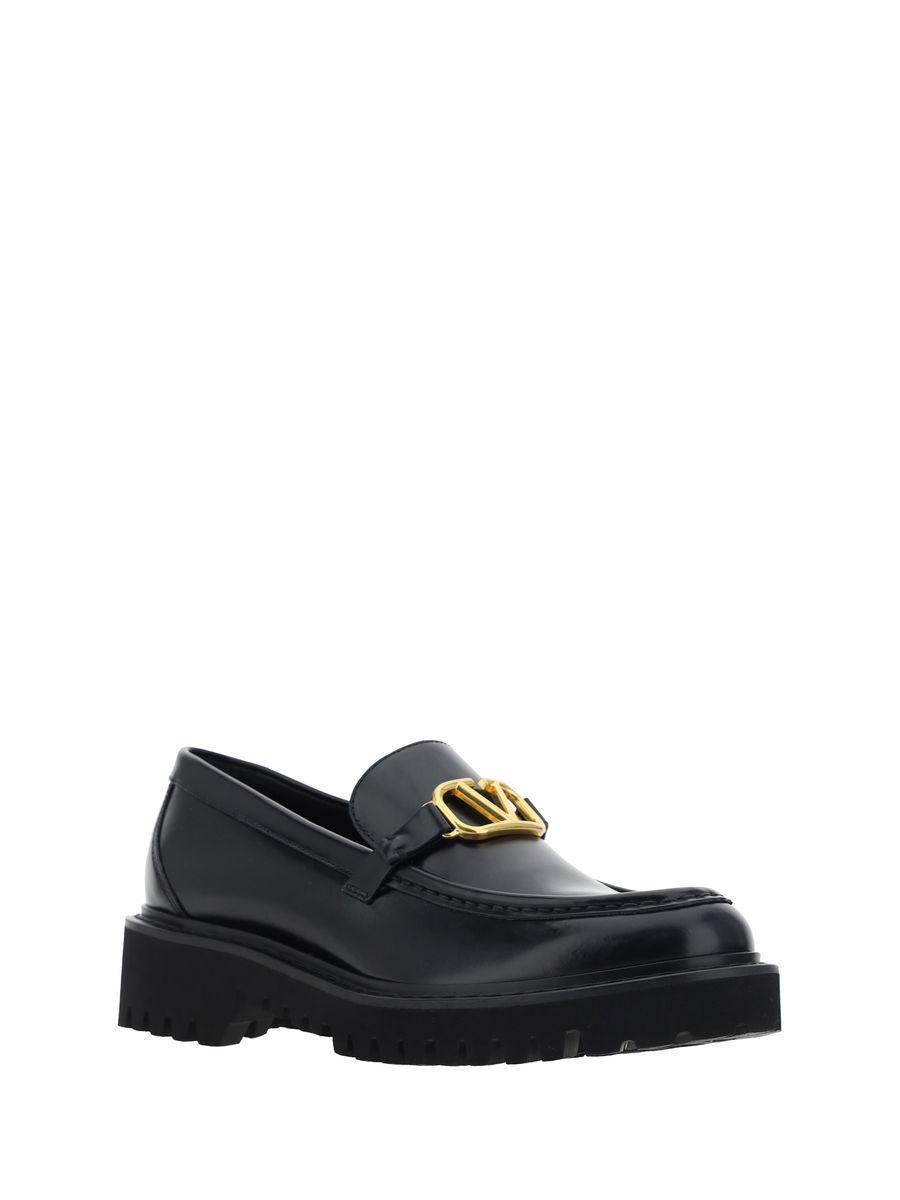 VALENTINO GARAVANI Glossy Leather Vlogo Signature Loaf In Black Product Image
