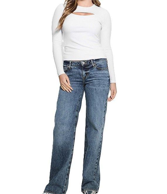 Guess Rib Toni Long Sleeve Cut-Out Top Product Image