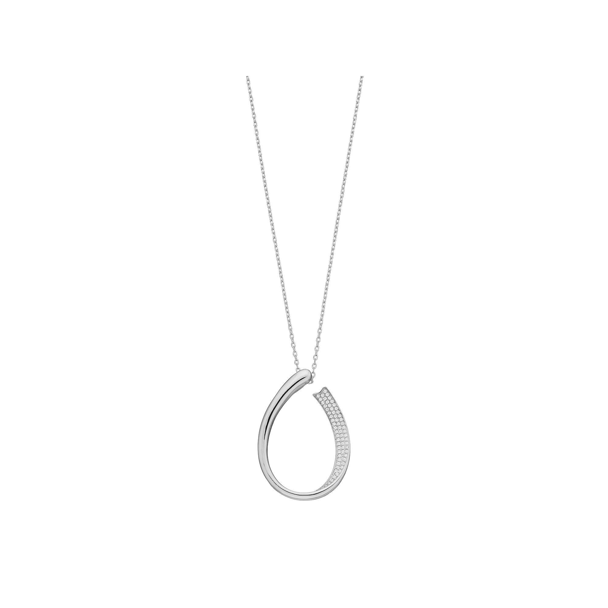 Sterling Silver Cubic Zirconia Teardrop Pendant Necklace, Women's Product Image
