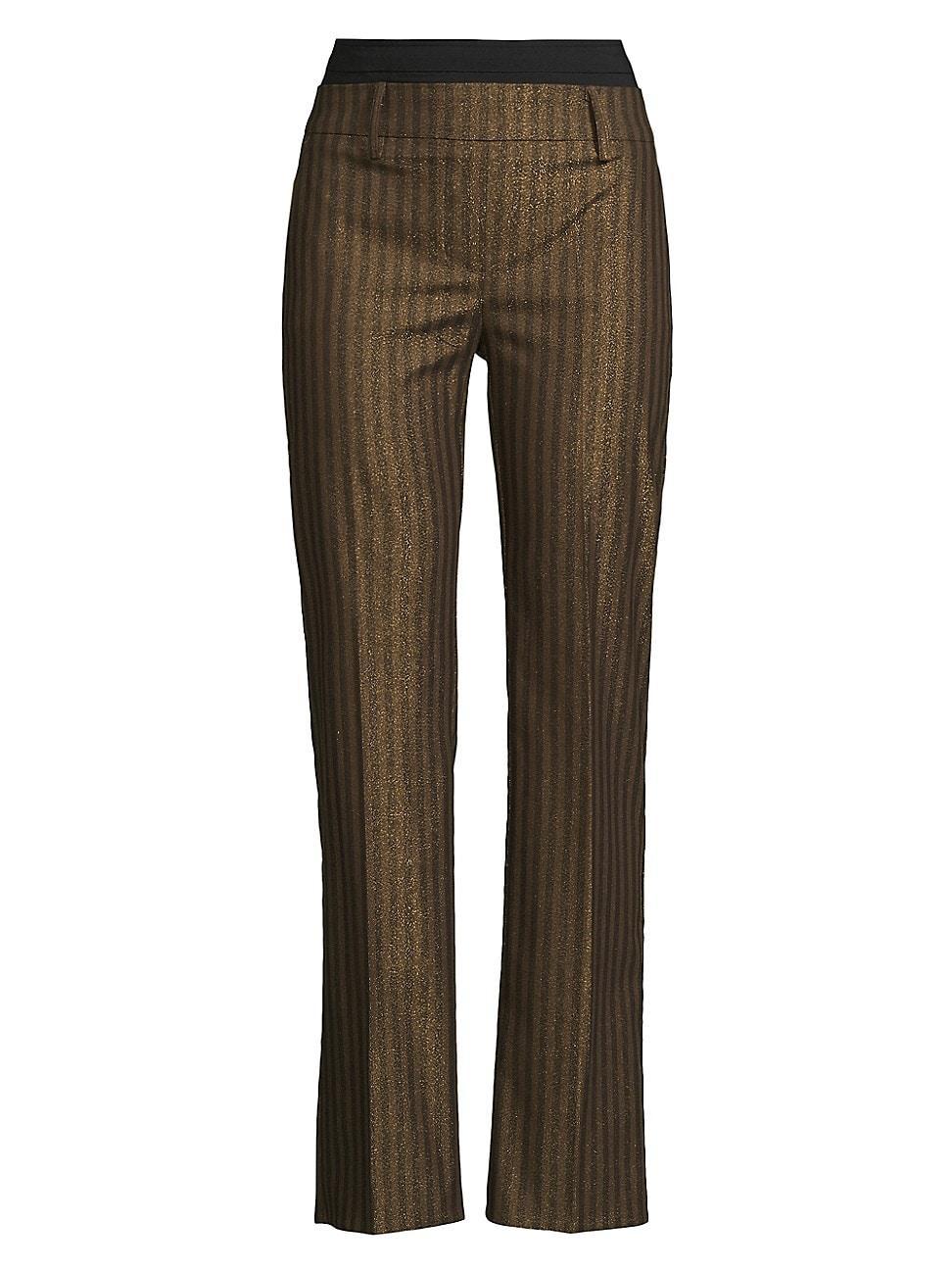 Womens Double-Waist Striped Flare Pants Product Image