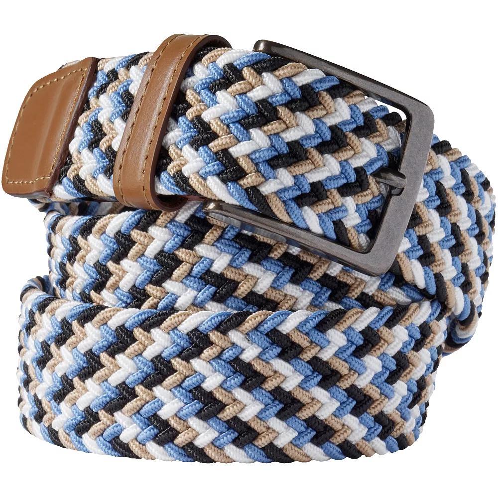 Men's Lands' End Elastic Braid Leather Trim Belt, Size: XXL, Green Clay Stripe Product Image