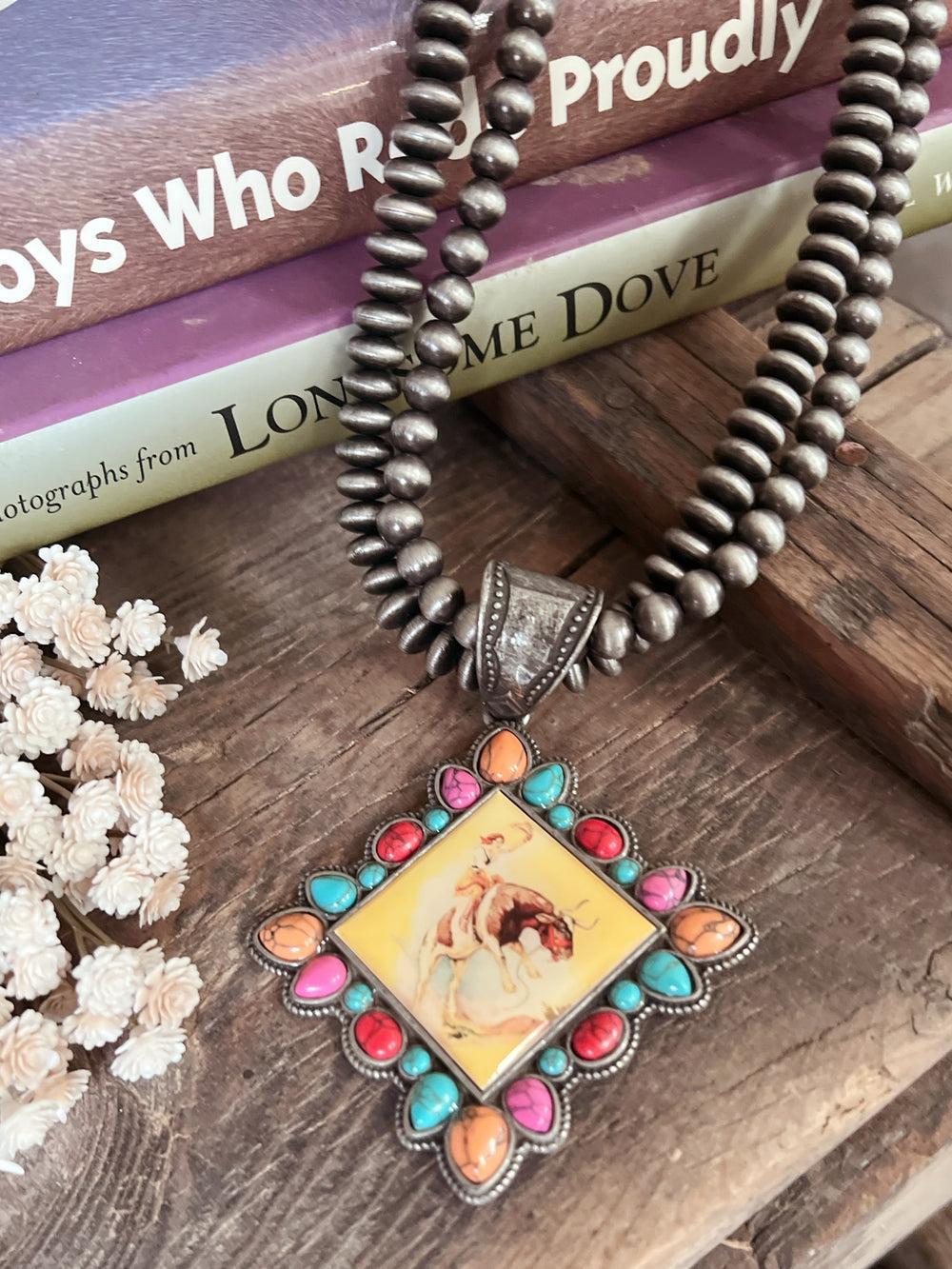 2 Strand Navajo Inspired Beaded Vintage Pendant Necklace Product Image