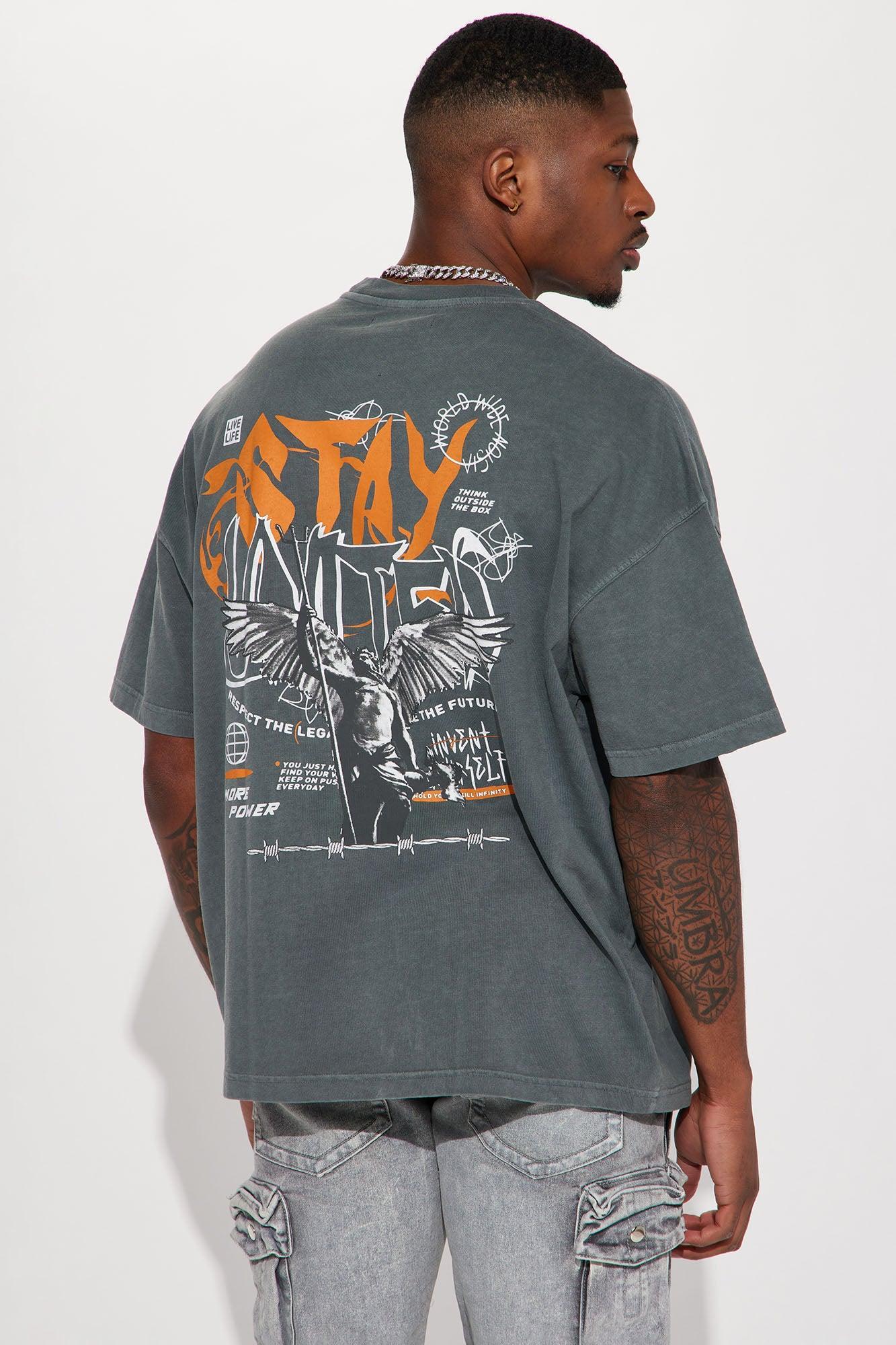 Stay United Oversized Short Sleeve Tee - Grey Product Image