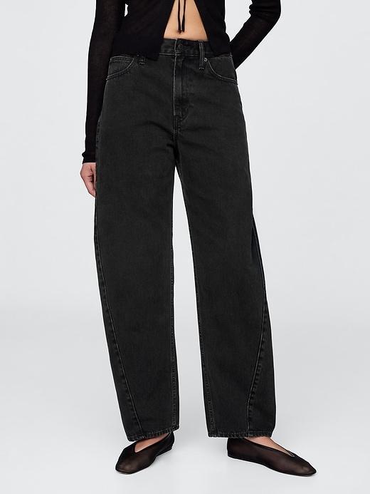 Curvy High Rise Barrel Jeans Product Image