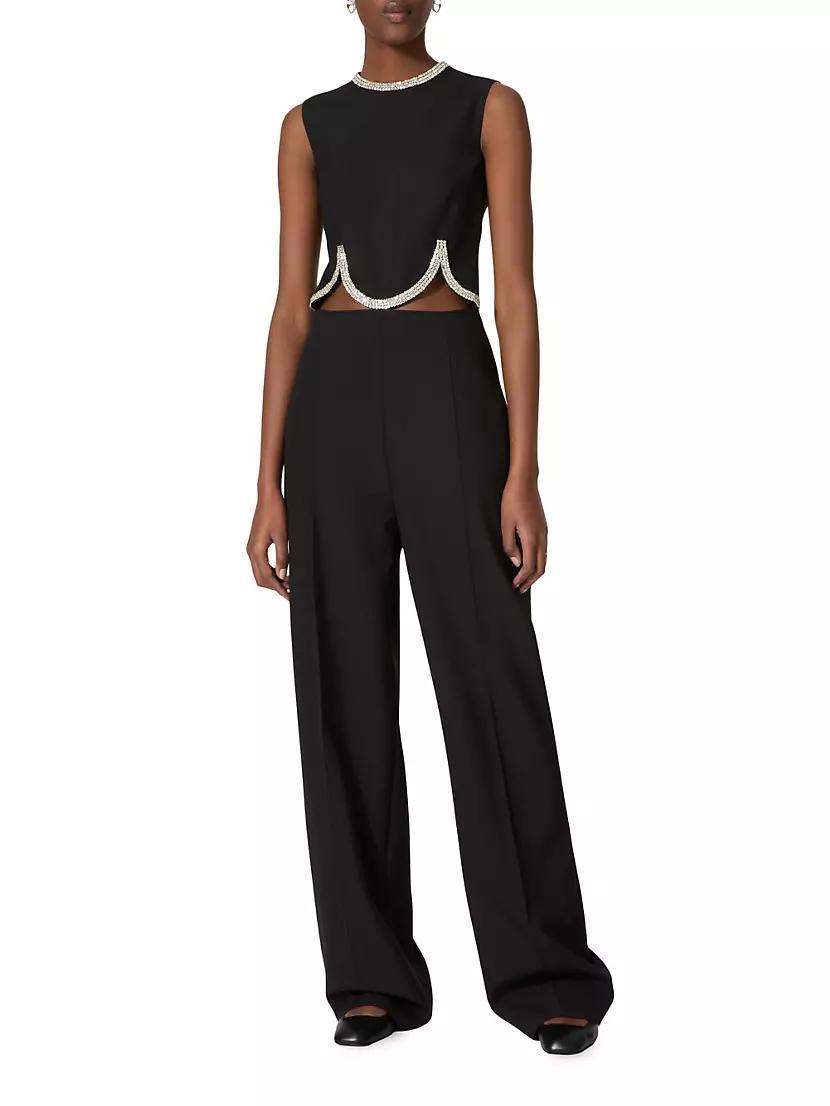 Embroidered Jumpsuit in Dry Tailoring Wool Product Image