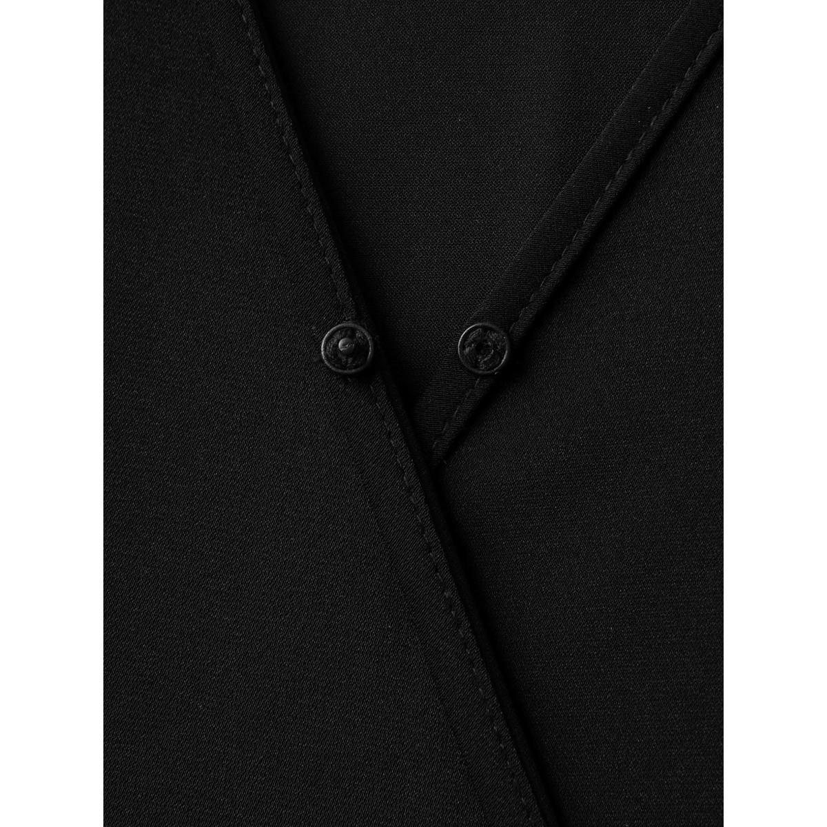 Plus Size Black Sheer Stretchy Waist Belted Solid Jumpsuit Women Half Sleeve Overlap Collar Work Loose Jumpsuits BloomChic 28/5X Product Image