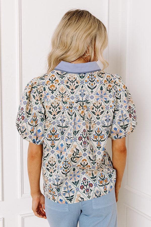 Terrace Views Floral Button Up in Periwinkle Product Image