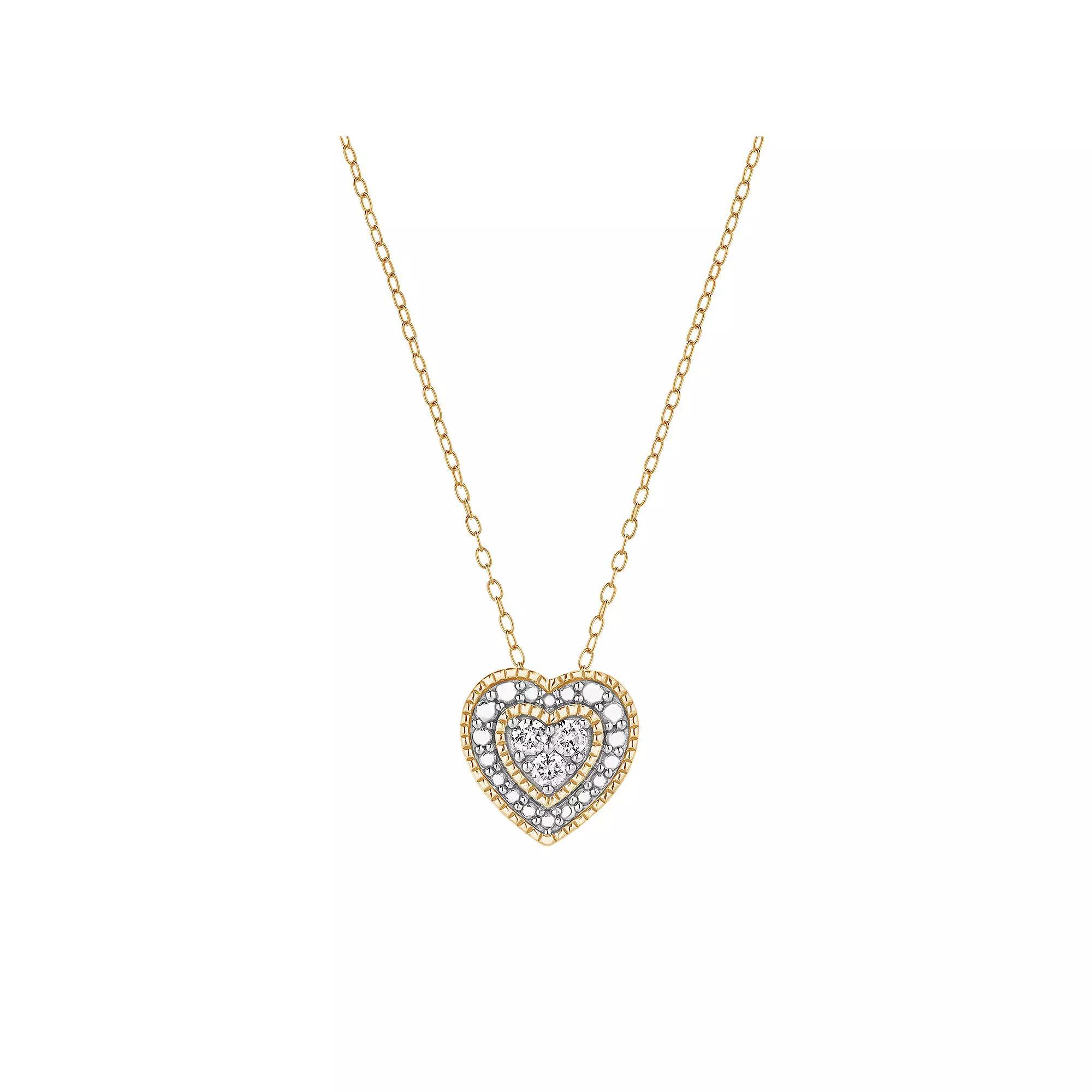 Diamond Brilliance 1/10 Carat T.W. Lab-Grown Diamond Heart Pendant Necklace, Women's, Size: 18", Pink Tone Product Image