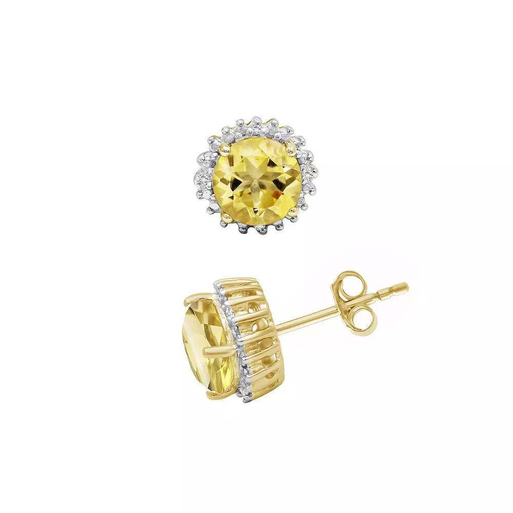 Jewelexcess 14k Gold Over Silver Citrine & Diamond Accent Earrings, Women's, Gold Tone Product Image