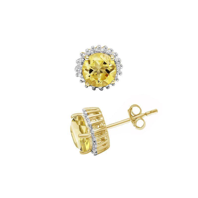 Jewelexcess 14k Gold Over Silver Citrine & Diamond Accent Earrings, Women's, Gold Tone Product Image