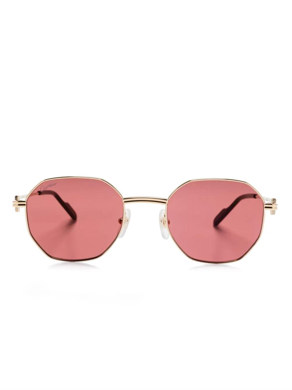 CARTIER Sonnenbrille Mit Achteckigem Gestell In Gold Product Image