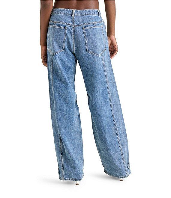 Steve Madden Tre Denim Mid-Rise Wide Leg Adjustable Ankle Strap Jeans Product Image