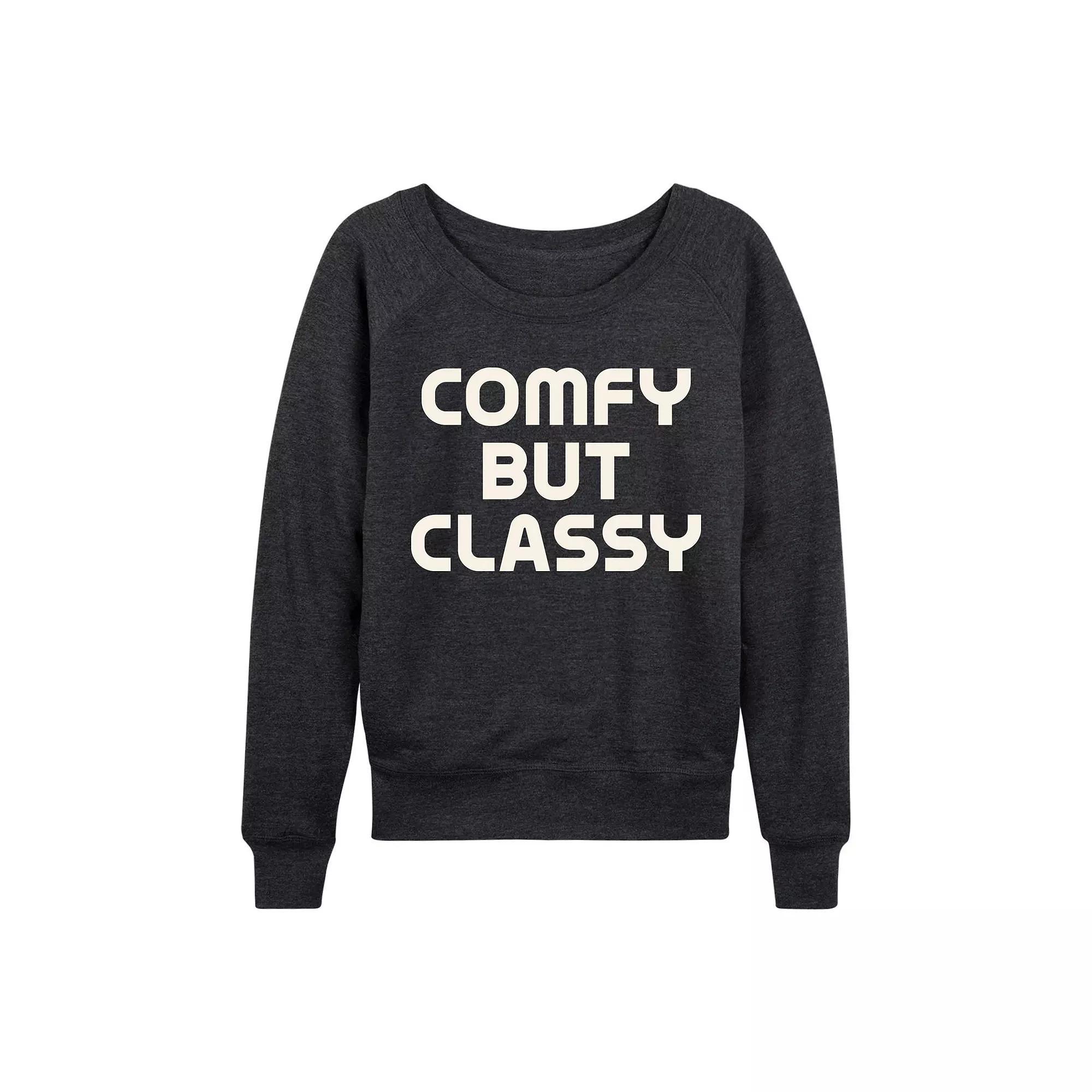 Plus Size Comfy But Classy French Terry Long Sleeve Tee, Womens Heather Grey Product Image