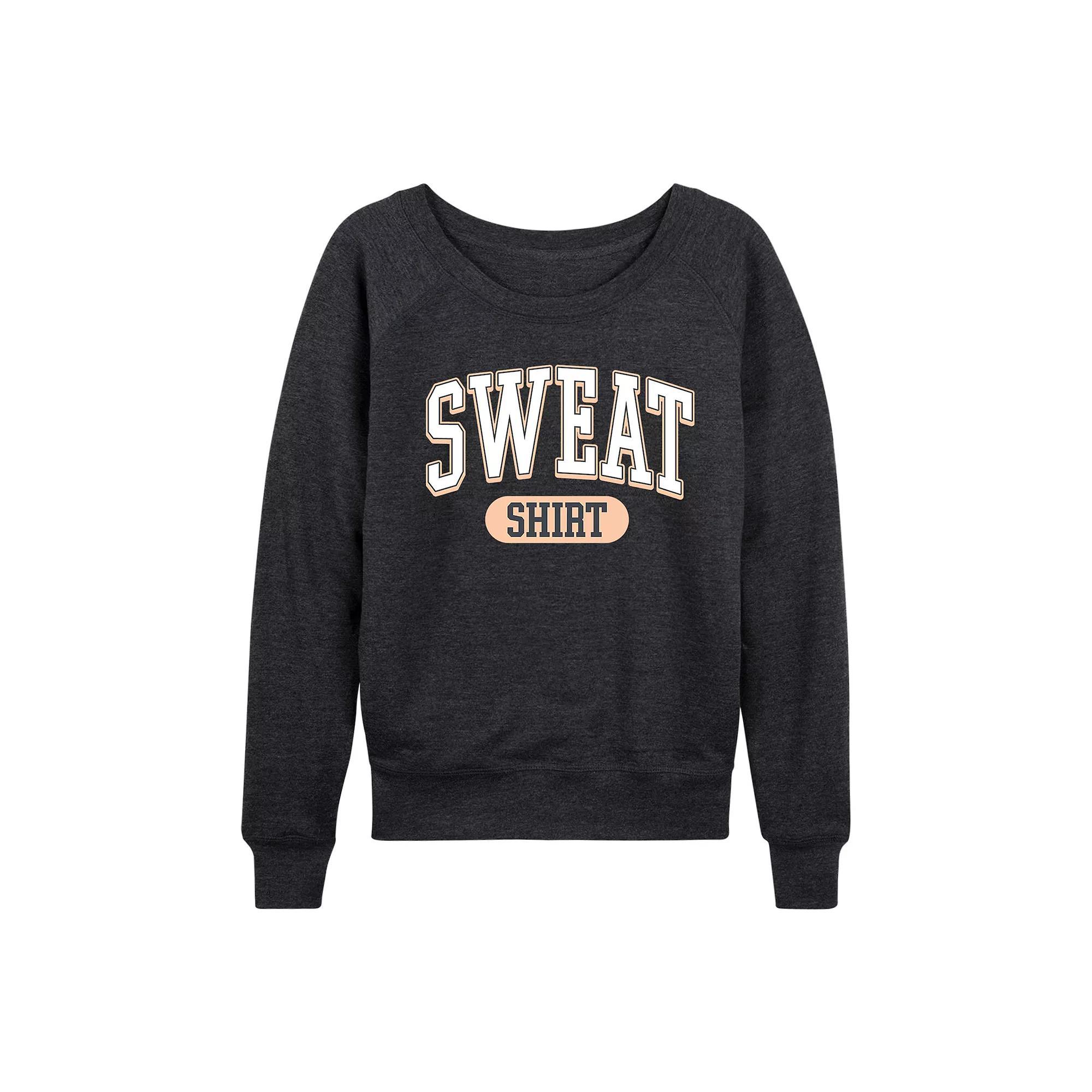 Womens Sweat Shirt French Terry Long Sleeve Tee Grey Indigo Product Image