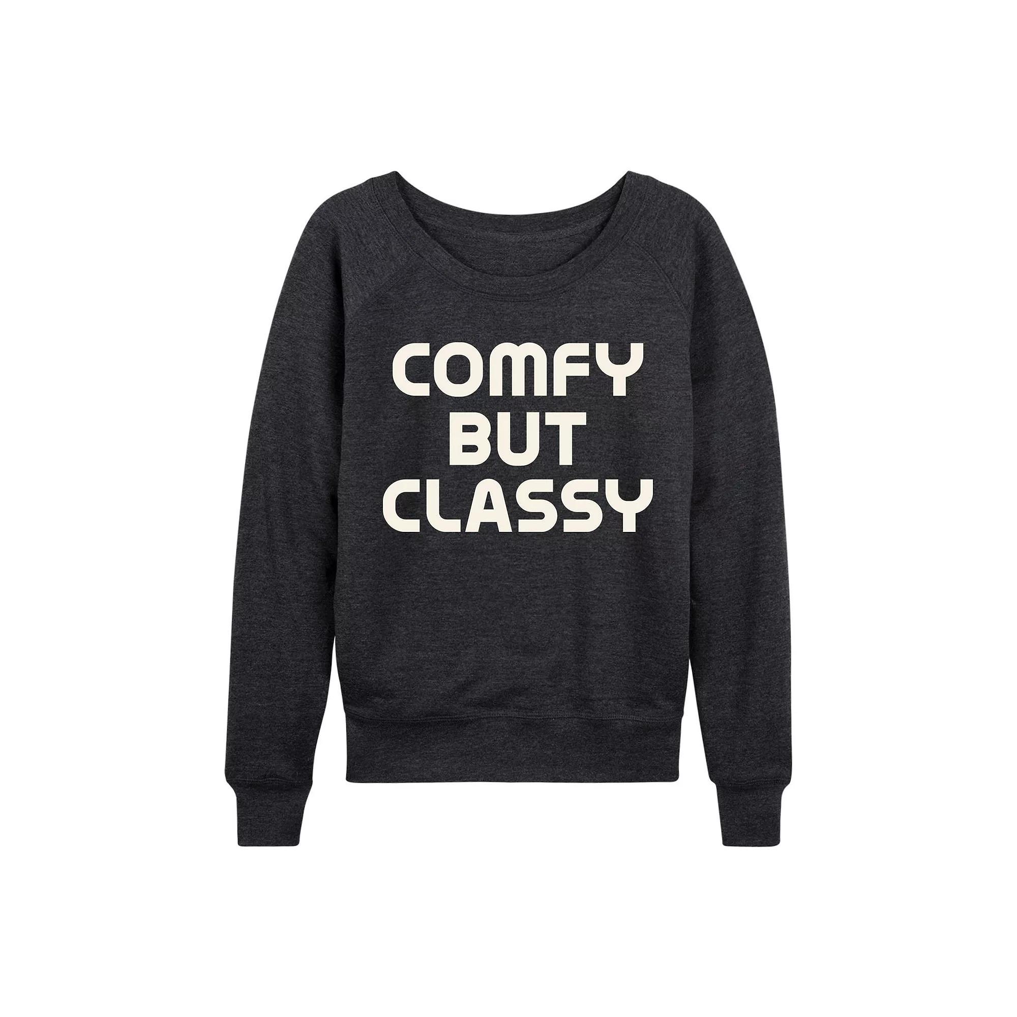 Plus Size Comfy But Classy French Terry Long Sleeve Tee, Womens Heather Grey Product Image