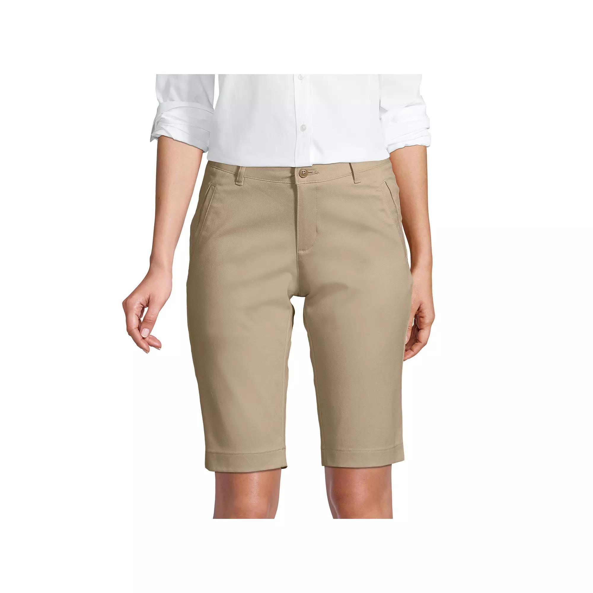 Women's Lands' End Stretch Chino Bermuda Shorts, Size: 10, Green Product Image