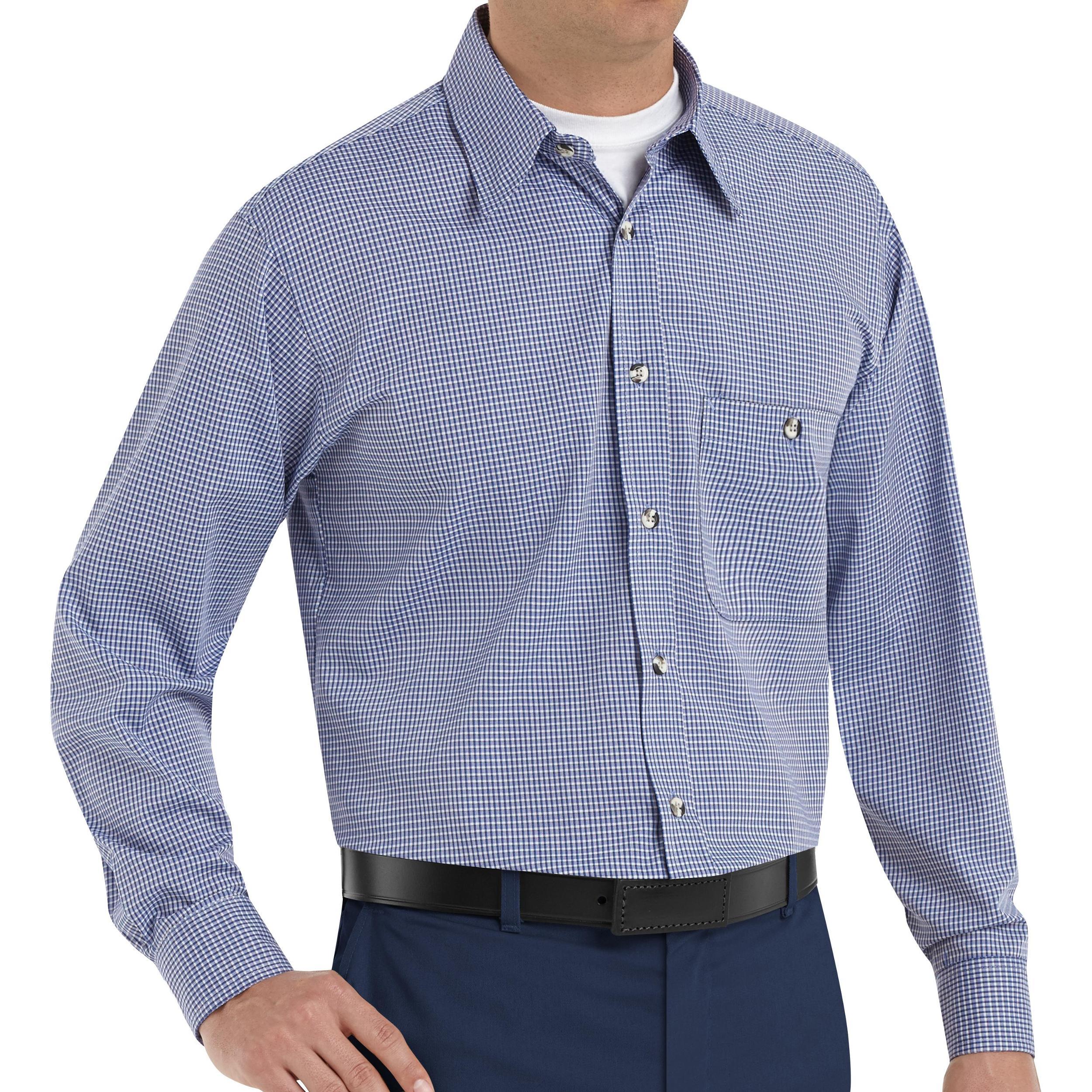 Men's Long Sleeve Mini-Plaid Uniform Shirt Product Image