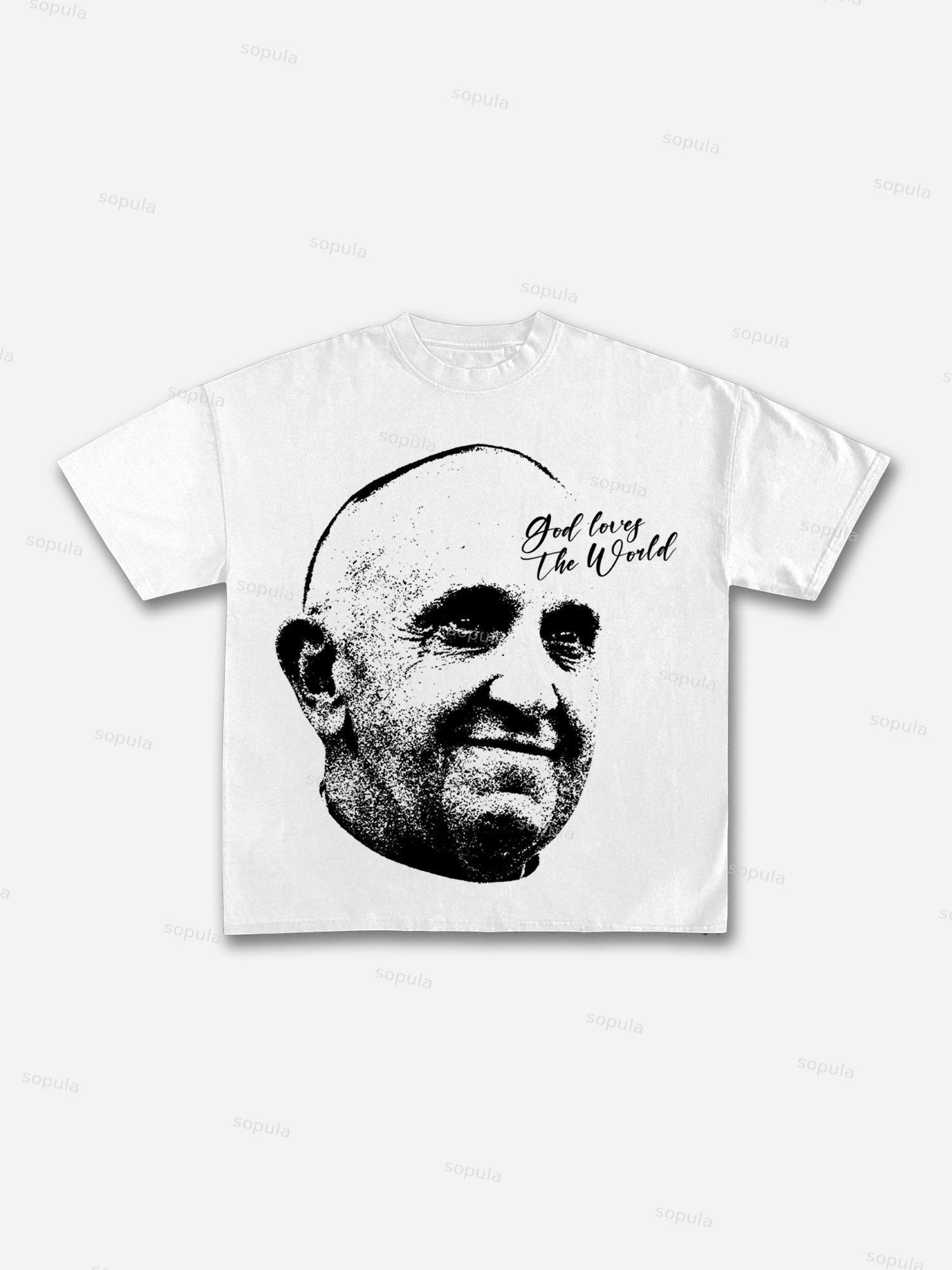 Vintage Abstract Portrait Print Graphic Cotton T-shirt Product Image