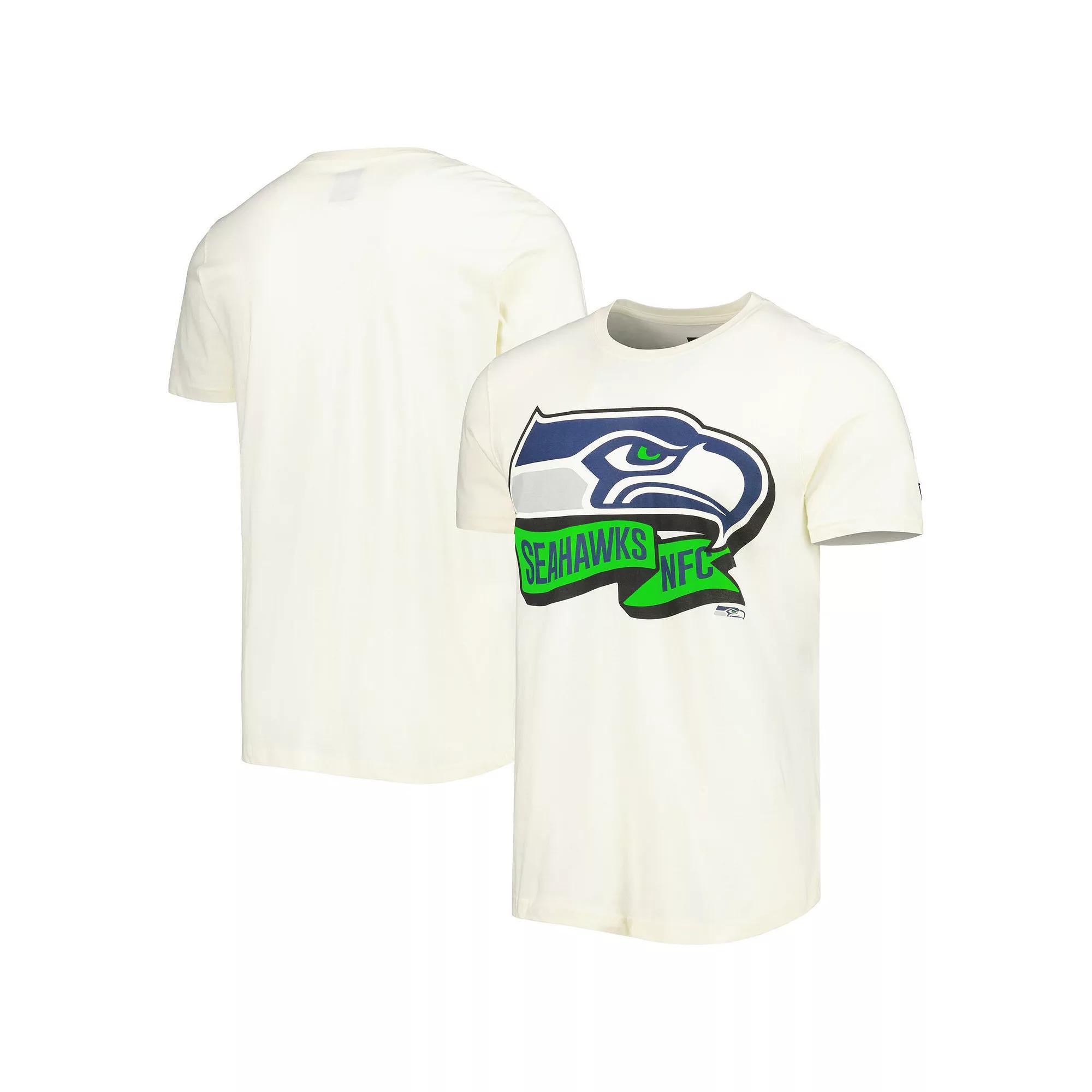 Men's New Era Cream Seattle Seahawks Sideline Chrome T-Shirt, Size: 2XL, Beige Product Image