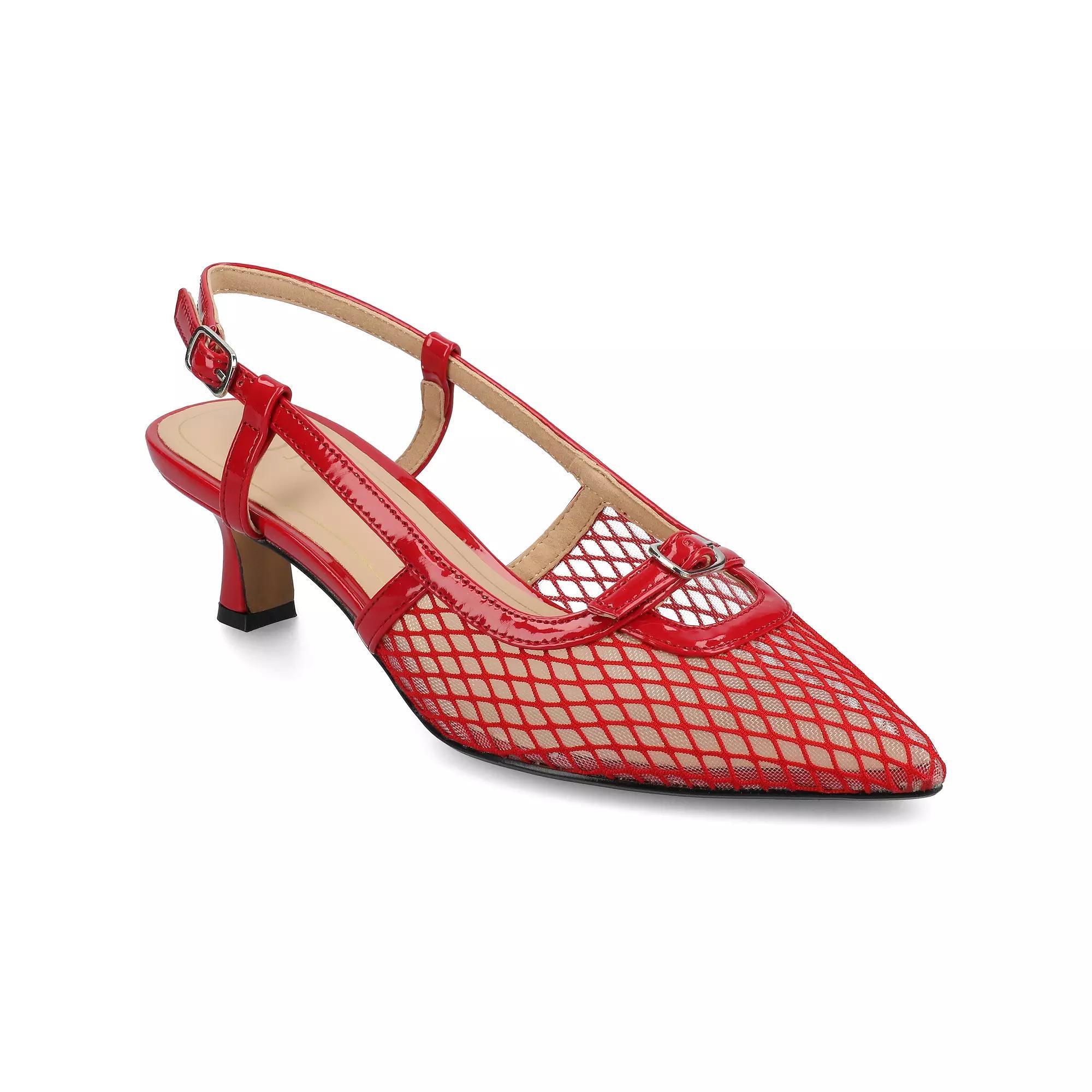 Journee Padma Womens Pointed Toe Kitten Heel Slingback Pumps Product Image