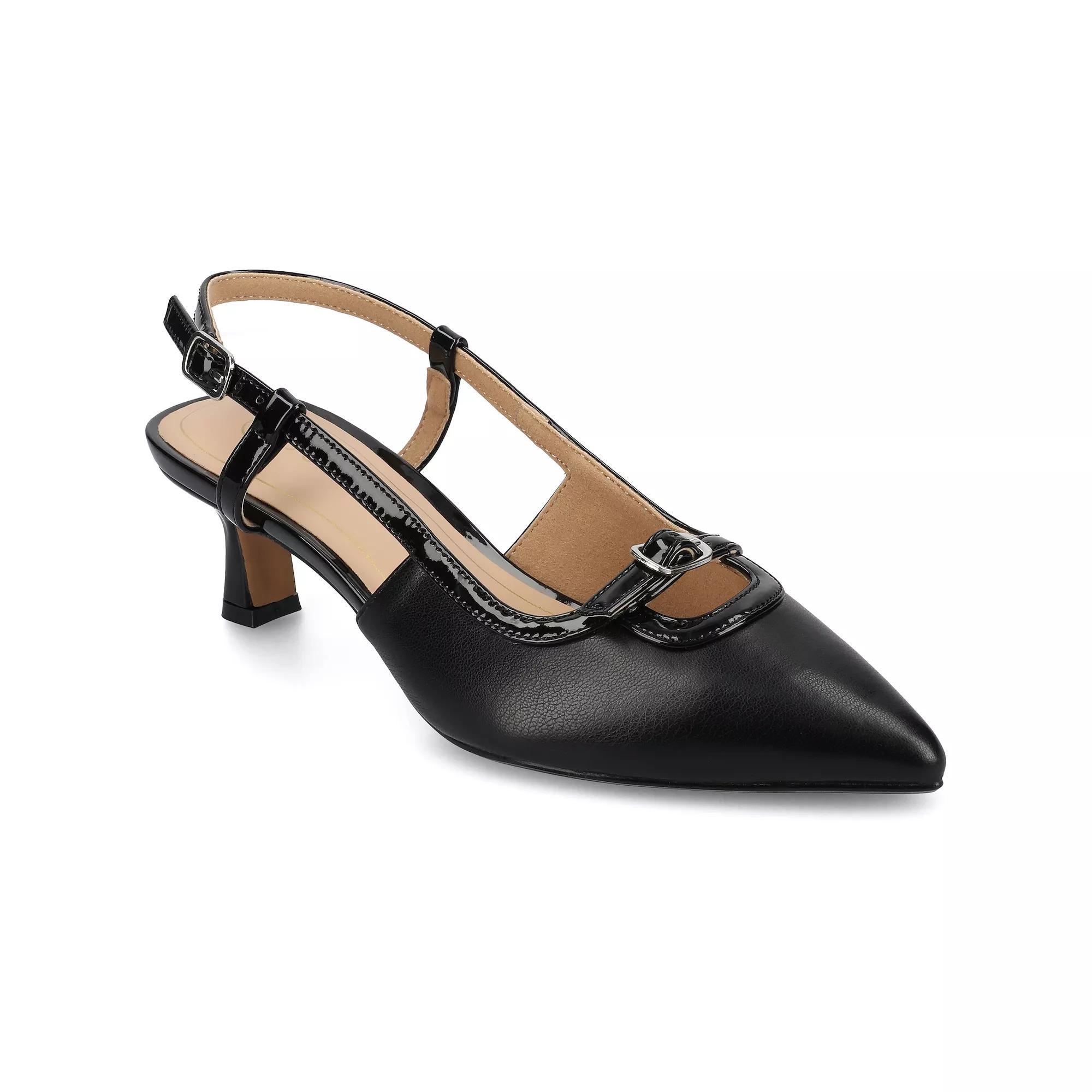 Journee Padma Womens Pointed Toe Kitten Heel Slingback Pumps Product Image
