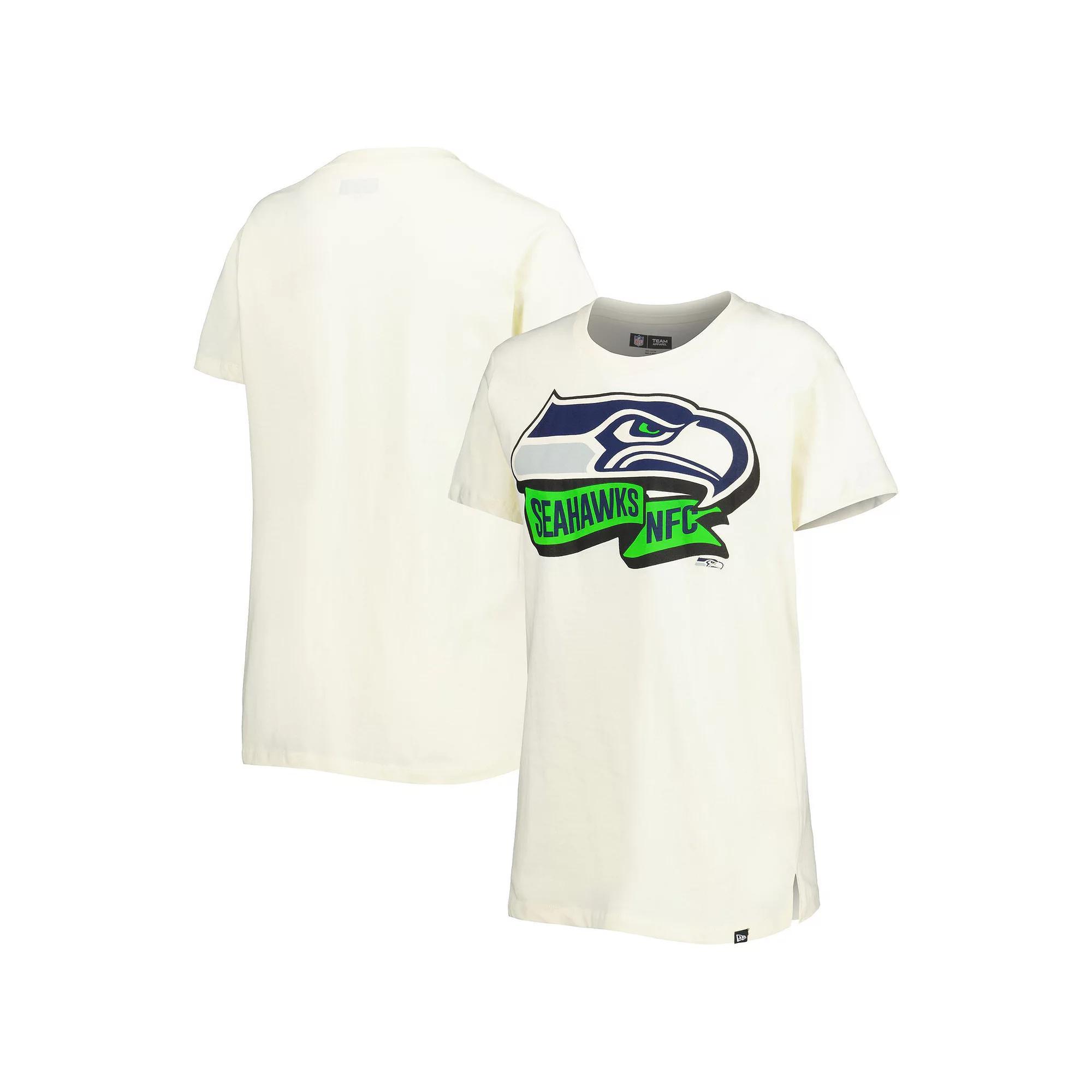 Womens New Era Cream Seattle Seahawks Chrome Sideline T-Shirt Product Image