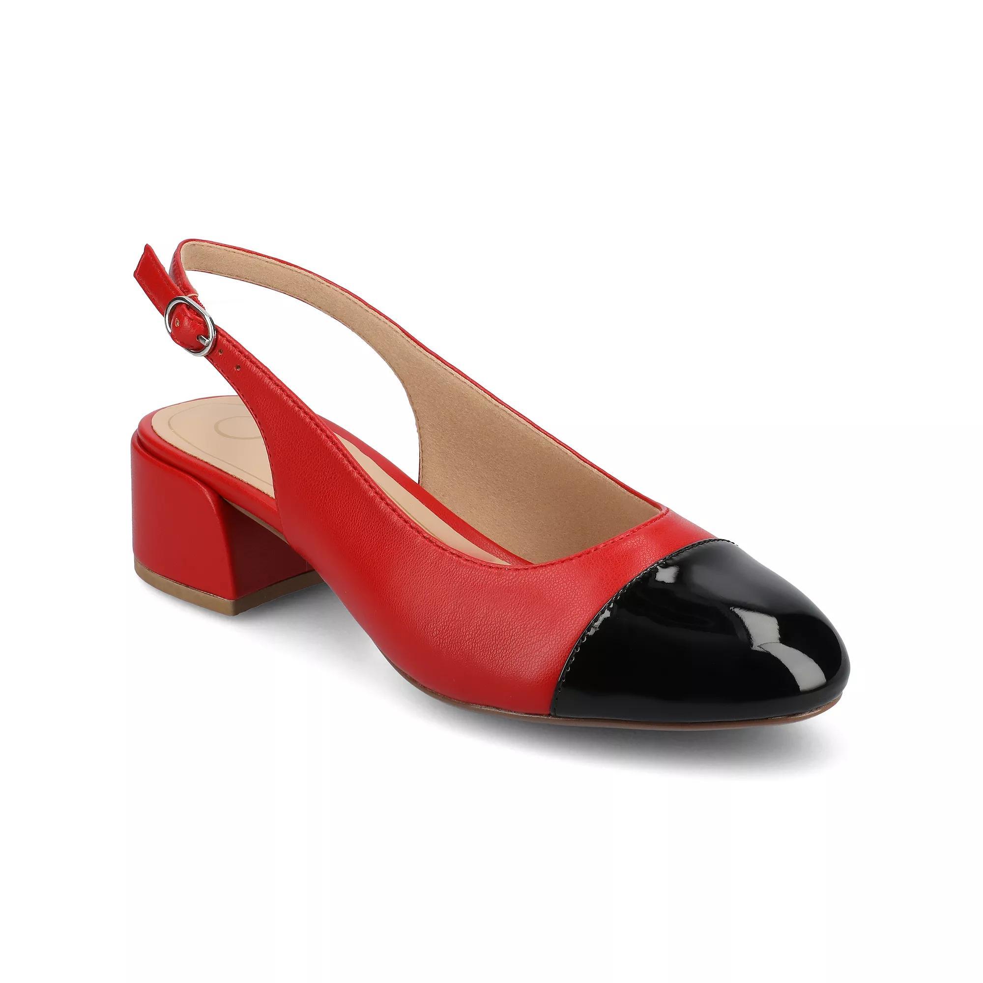 Journee Sammie Womens Cap Toe Block Heel Slingback Pumps Product Image