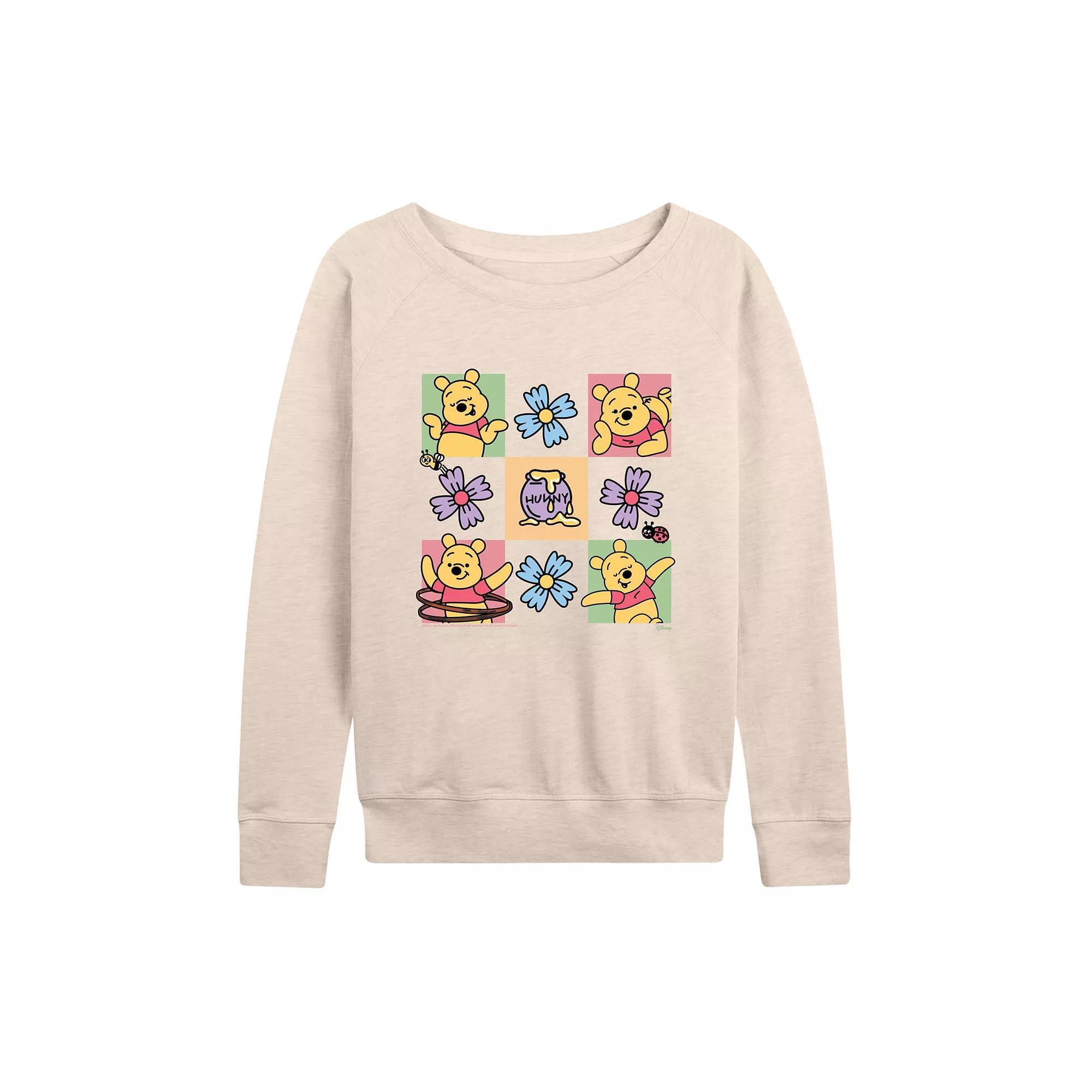 Disneys Winnie the Pooh Womens Grid French Terry Long Sleeve Tee, Girls Product Image