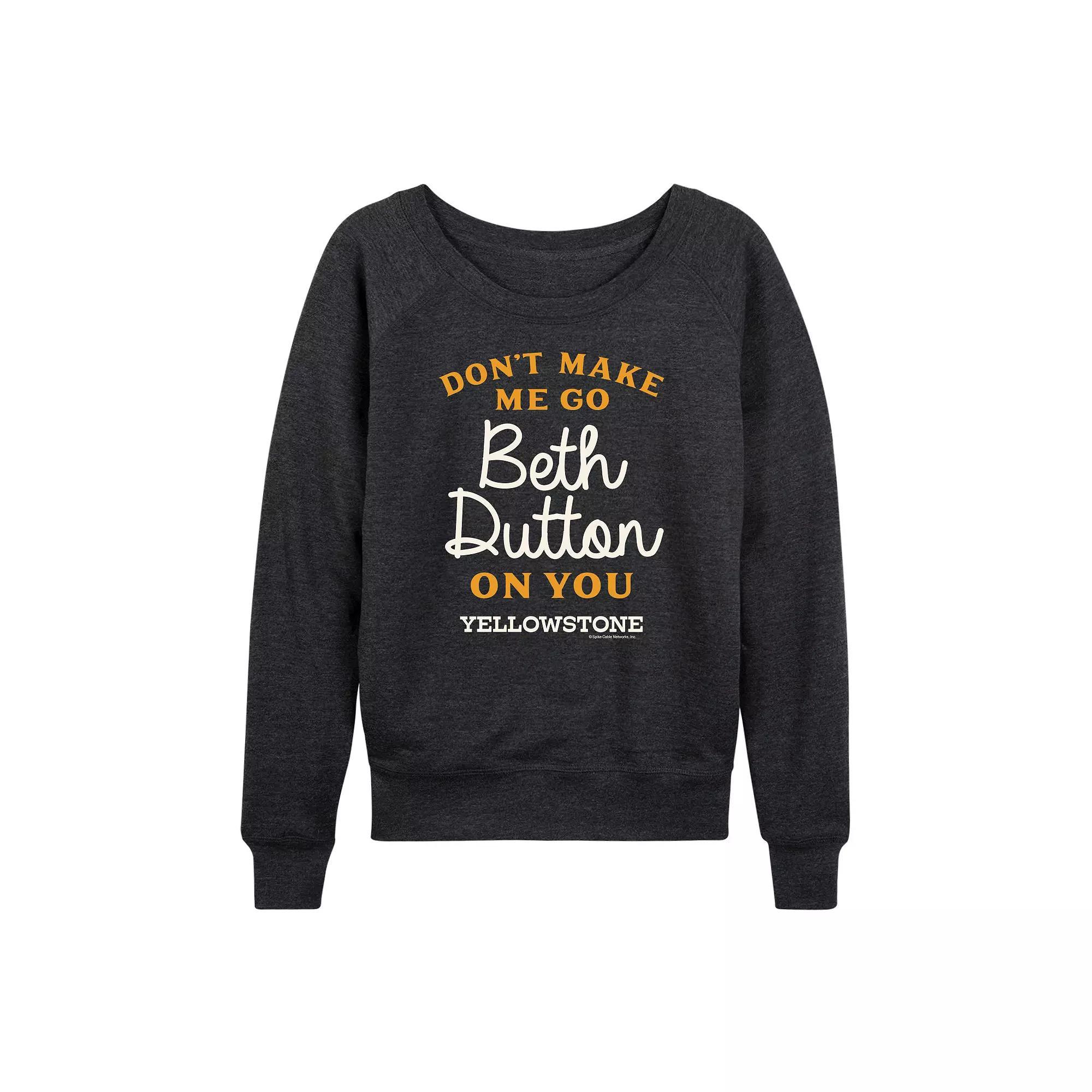 Women's Yellowstone Don't Make Me Go French Terry Long Sleeve Tee, Size: XL, Black Product Image