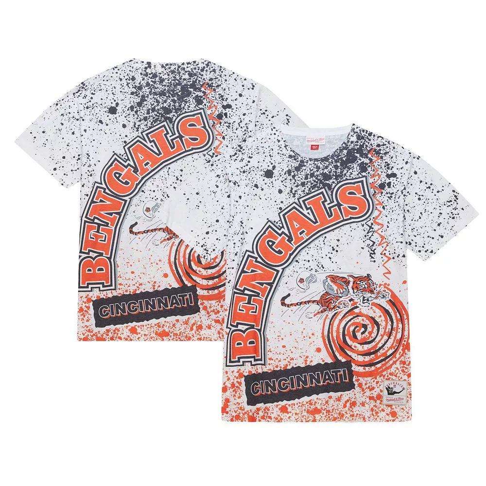 Men's Mitchell & Ness White Cincinnati Bengals Team Burst Sublimated T-Shirt, Size: XL Product Image