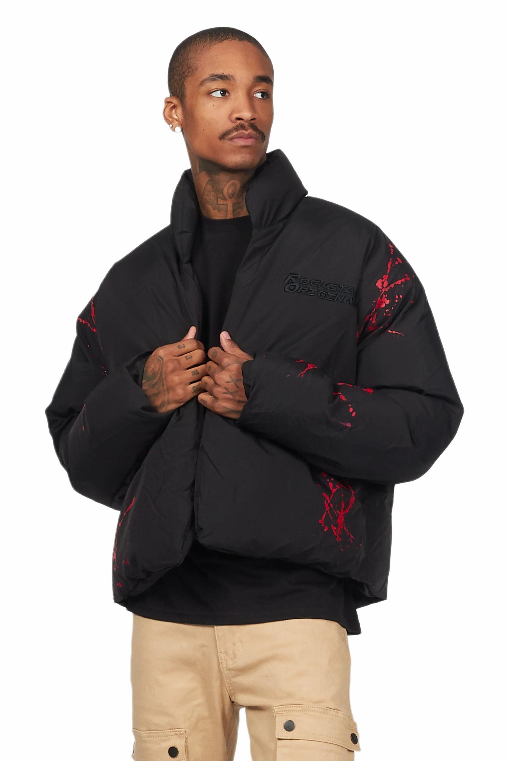 Rabbie Black/Red Puffer Jacket Male Product Image
