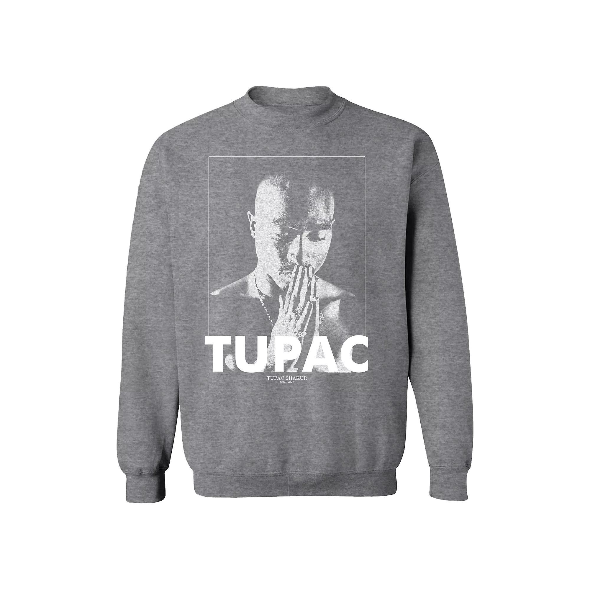 Men's Tupac Praying Hands Sweatshirt, Size: XL, Grey Heather Product Image