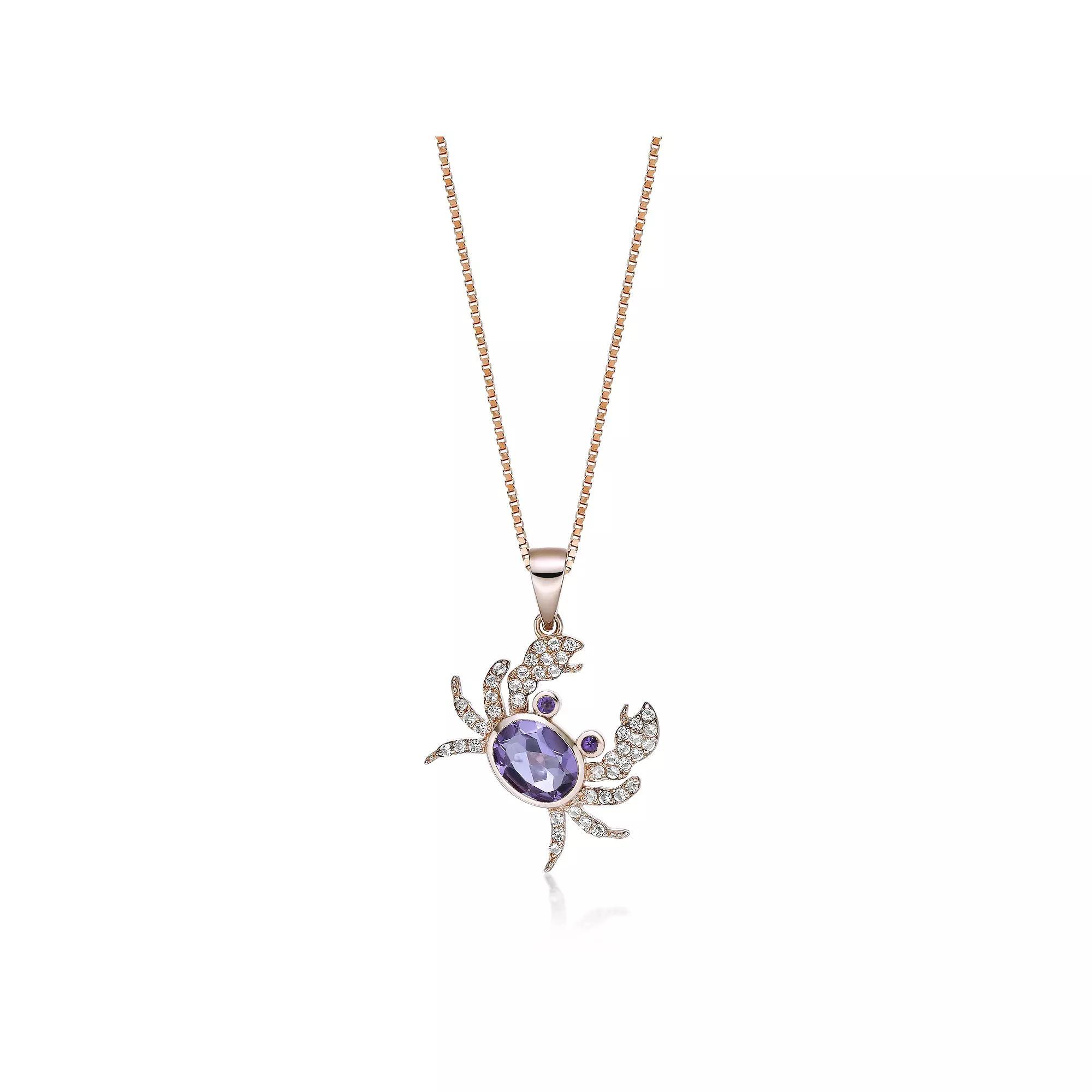 Gemminded Sterling Silver Garnet & White Topaz Crab Pendant Necklace, Women's, Size: 18", Purple Rose Tone Product Image